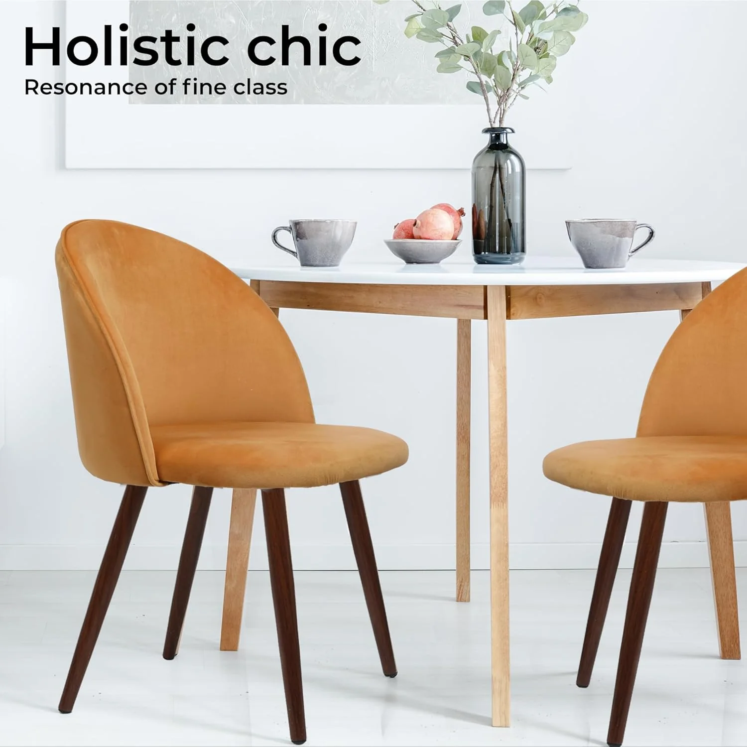 Levede Velvet Dining Chairs Set of 2 Chic Kitchen Orange Size 47 Γ 48cm DEMO - Image 4