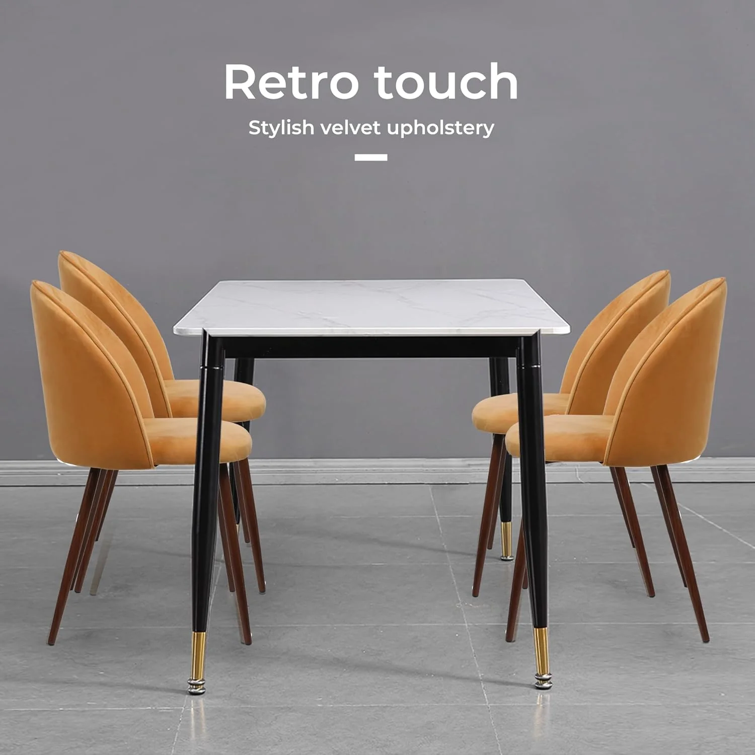 Levede Velvet Dining Chairs Set of 2 Chic Kitchen Orange Size 47 Γ 48cm DEMO - Image 5