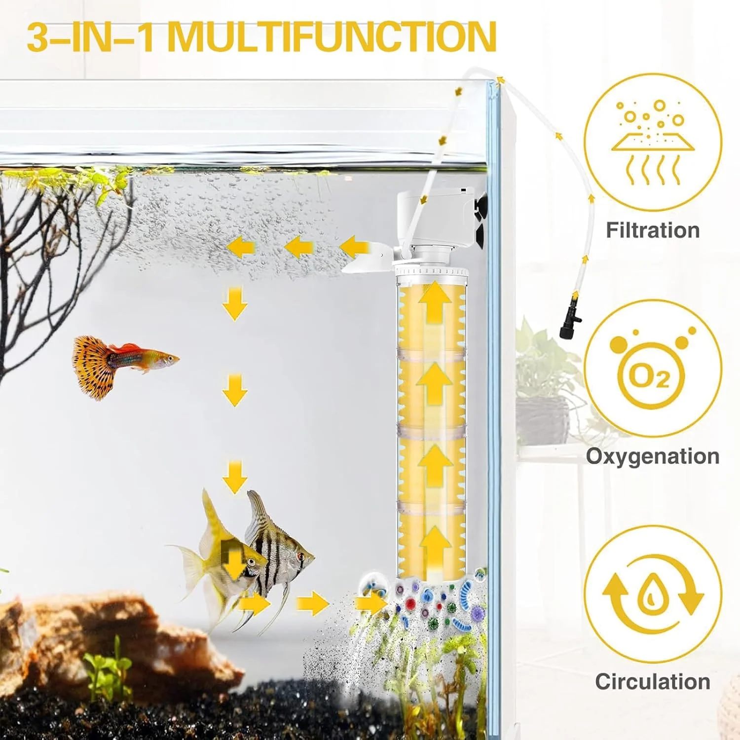 XIULIUU 35W Filters Submersible Aquarium Filter with Biochemical Sponge DEMO - Image 2