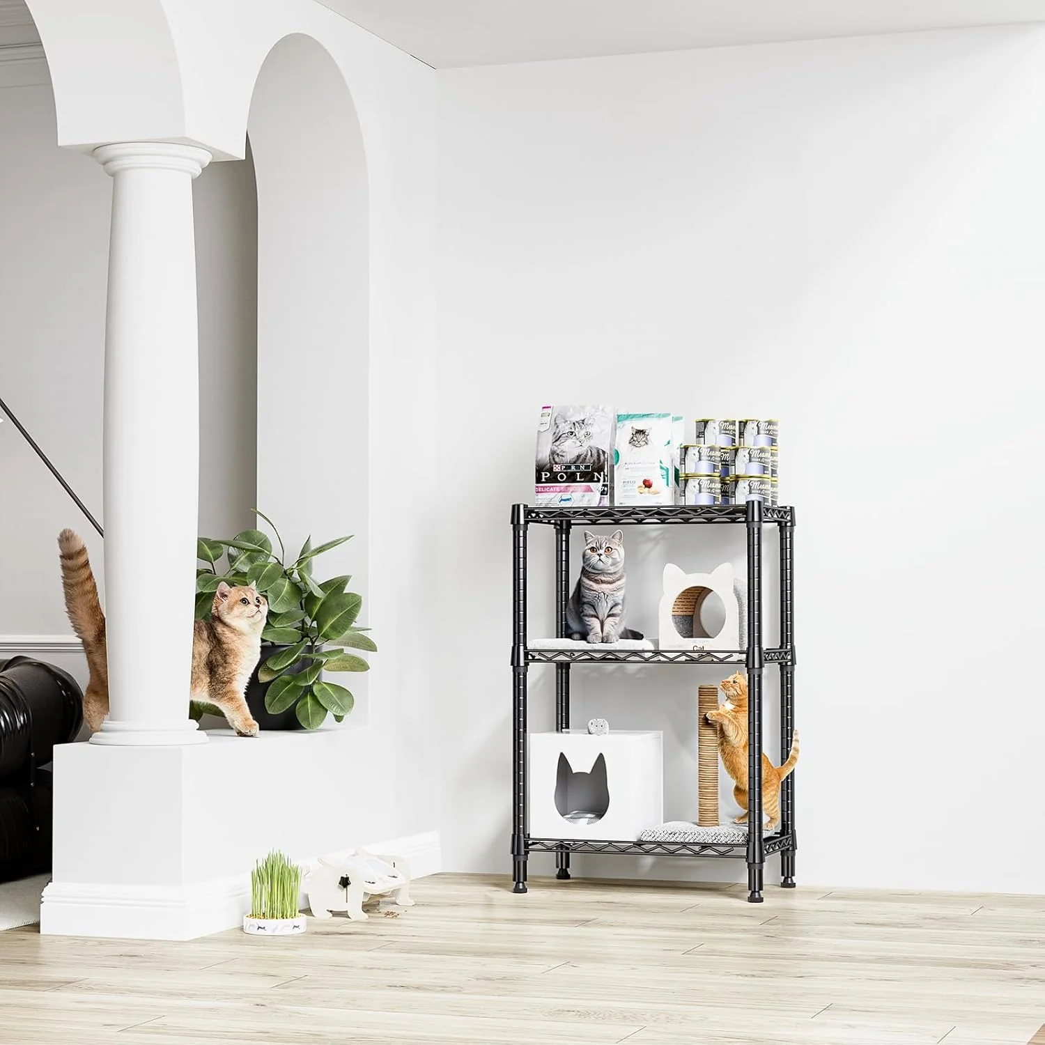 MZG 3-Tier Metal Storage Shelves Rack Heavy Duty 13.8" D x 23.6" W 35.5" H DEMO - Image 2