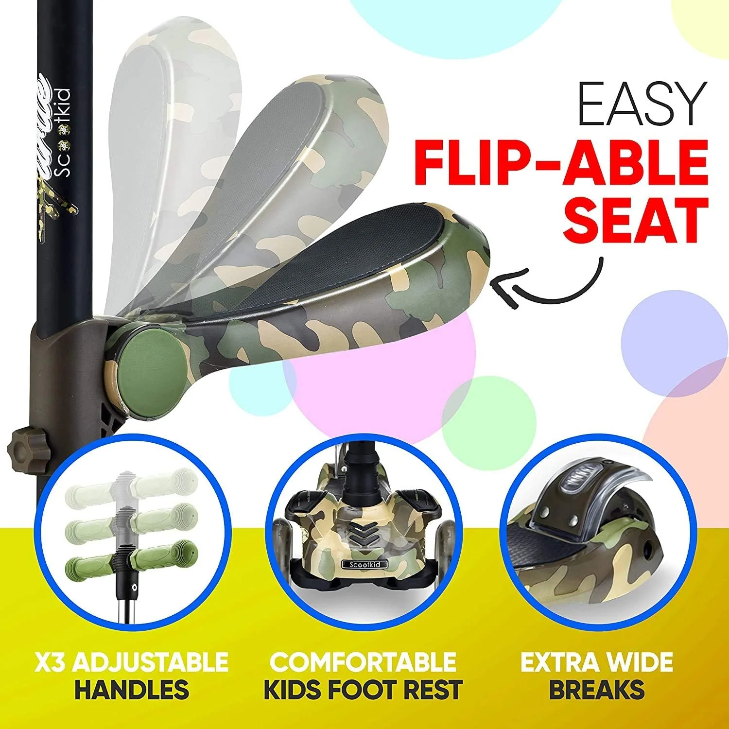 Hurtle 3-Wheeled Kick Scooter for Kids with LED Wheels Adjustable NEW - Image 5