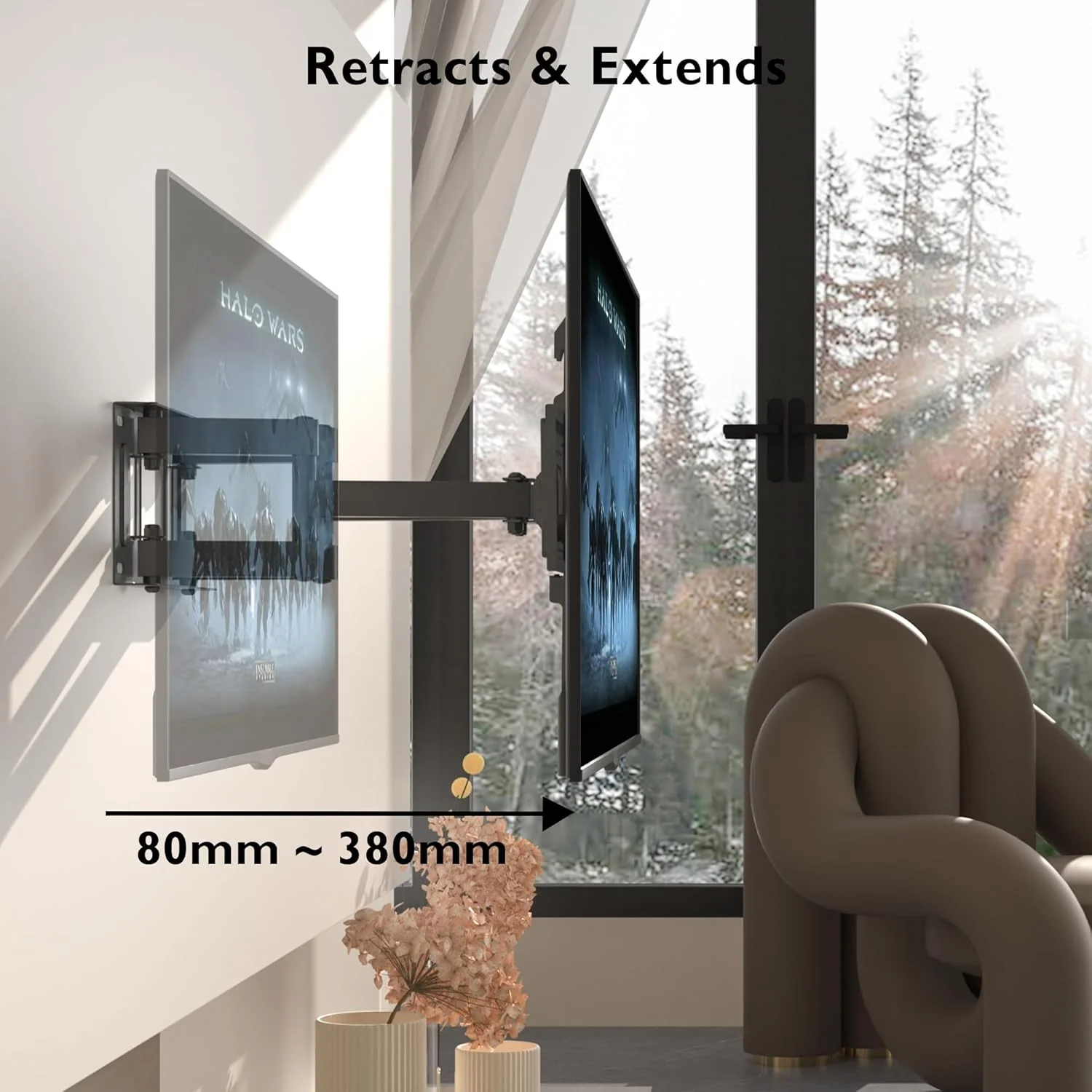 BONTEC TV Wall Mount for 23-70 Inch LED LCD Flat & Curved TVs Swivels Tilts DEMO - Image 5