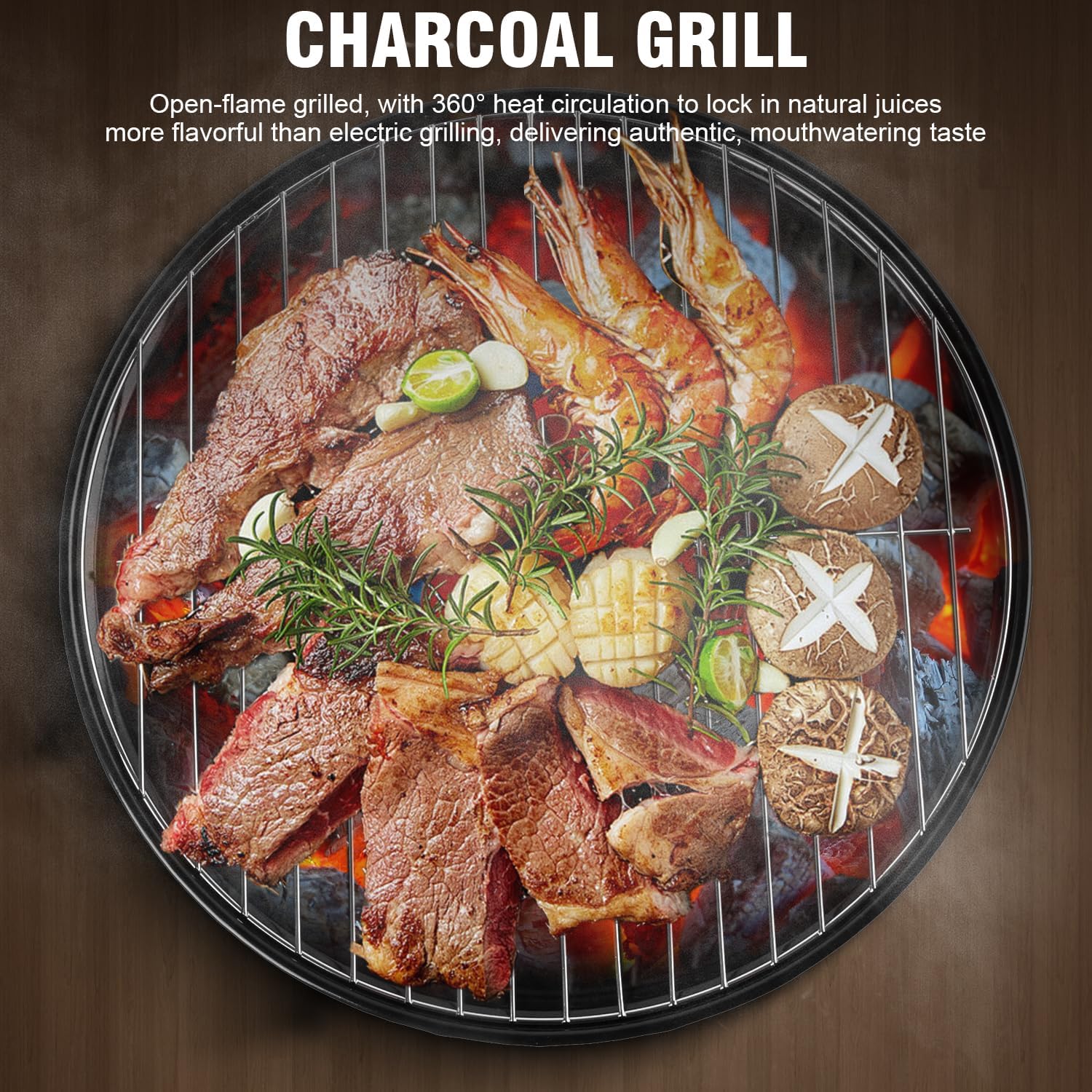 Portable Outdoor Charcoal Grill with 3-Point Locking Lid in Black by gzcmxh DEMO - Image 6