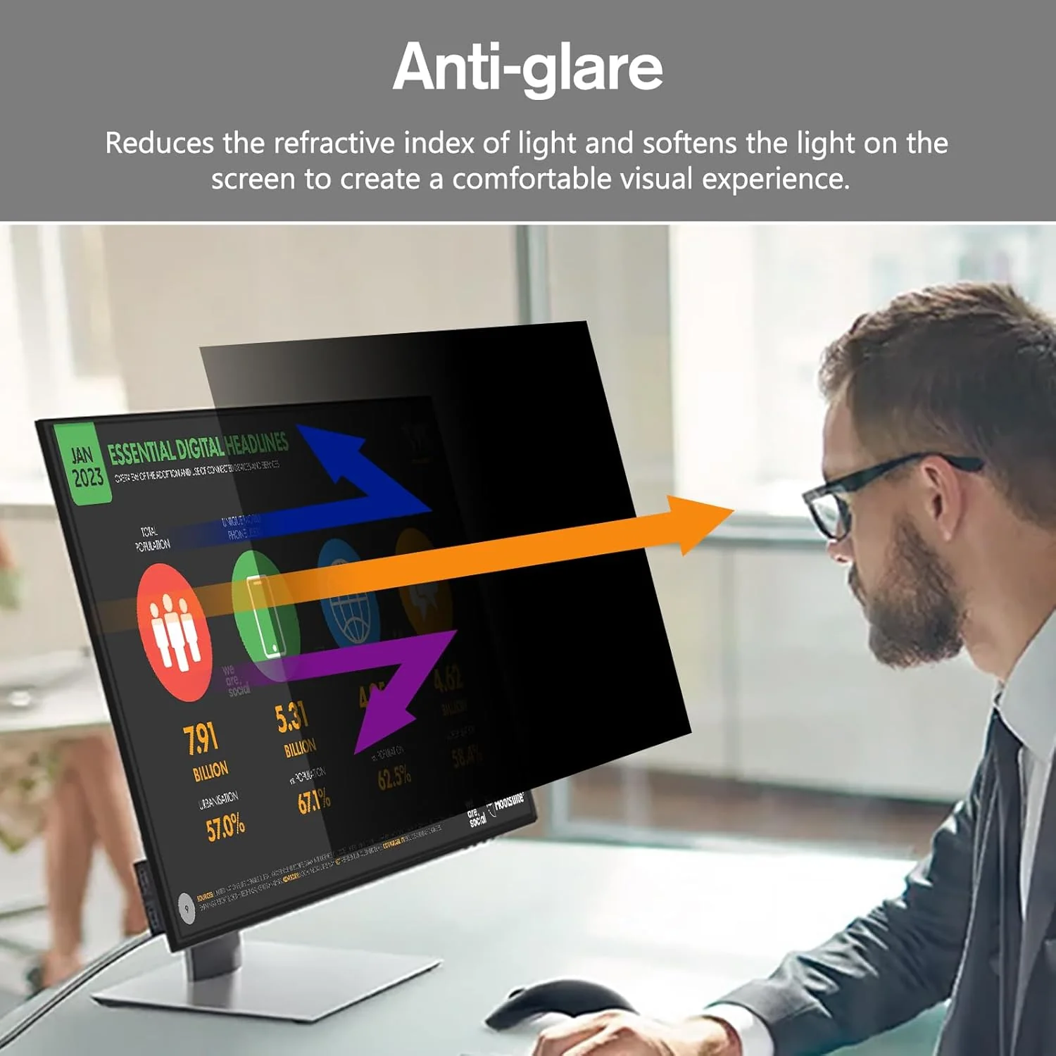 BERSEM 28 Inch Privacy Screen Protector for Computer Monitor 16:9 Ratio DEMO - Image 3