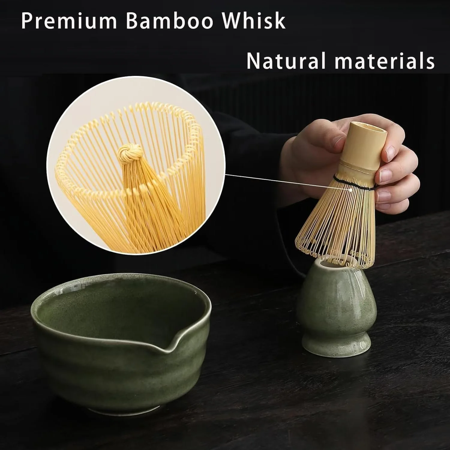 LCUKTX Emerald Tea Sets Green Matcha Tea Set with Bamboo Whisk and Bowl for NEW - Image 4
