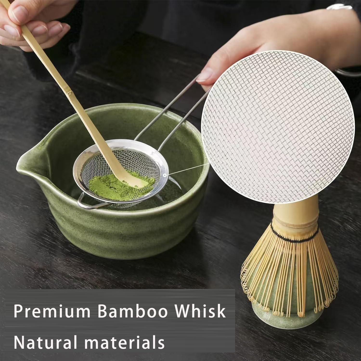 LCUKTX Emerald Tea Sets Green Matcha Tea Set with Bamboo Whisk and Bowl for NEW - Image 5