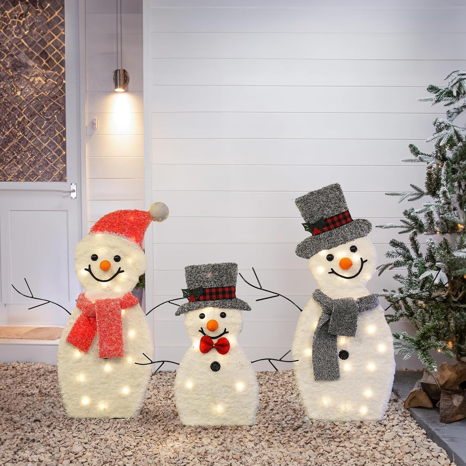 Locinoe 3-Piece Light Up 2D Snowman Family Outdoor Holiday Decorations DEMO - Image 5