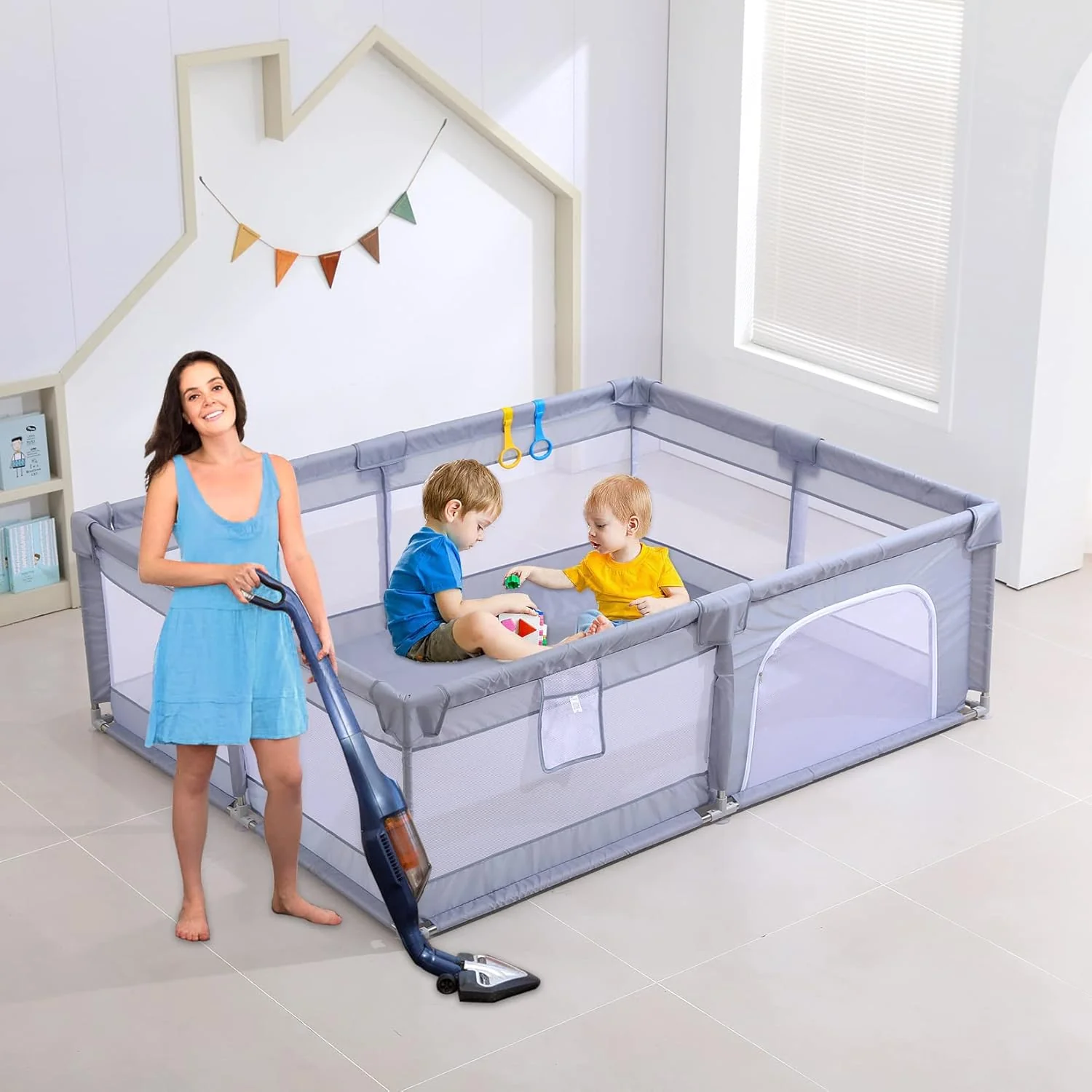 Infant Shining Large Playard Furniture Stainless Steel Gray Recreation Area NEW - Image 2