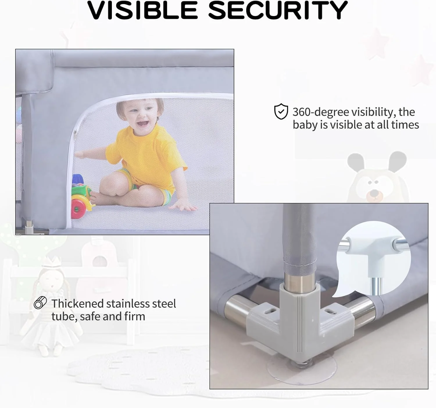 Infant Shining Large Playard Furniture Stainless Steel Gray Recreation Area NEW - Image 5