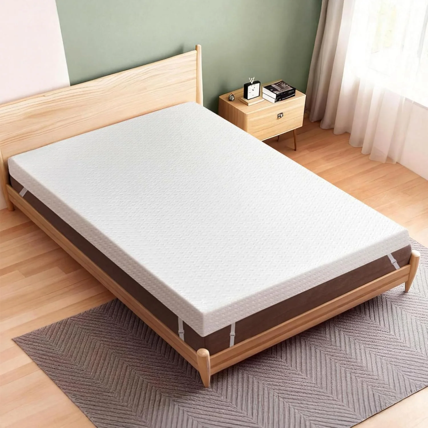 DREAMZ Single Mattress Topper Gel Bamboo Charcoal Memory Foam Blue White DEMO - Image 8