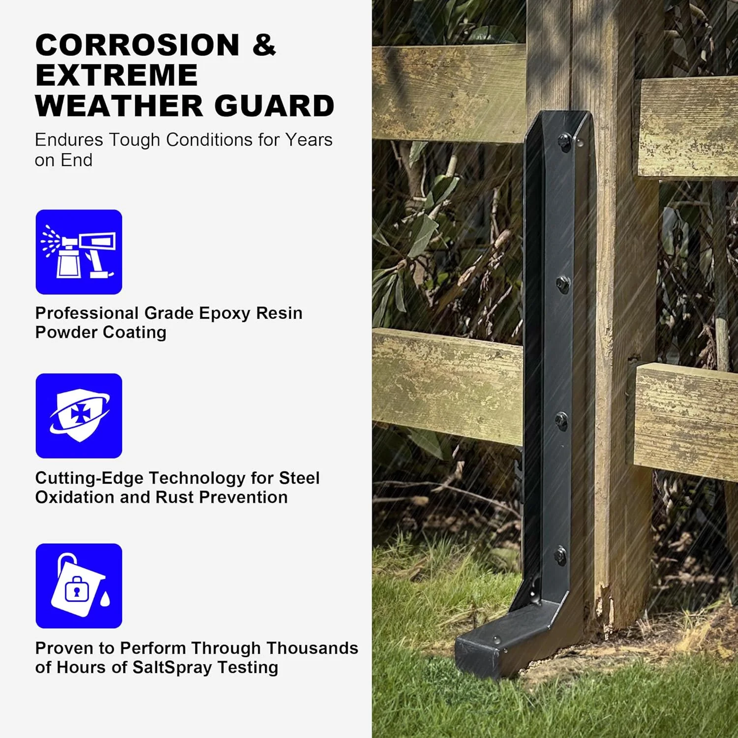 akingkong Thicker Steel Fence Post Repair Kit Ground Spikes Support Broken DEMO - Image 6