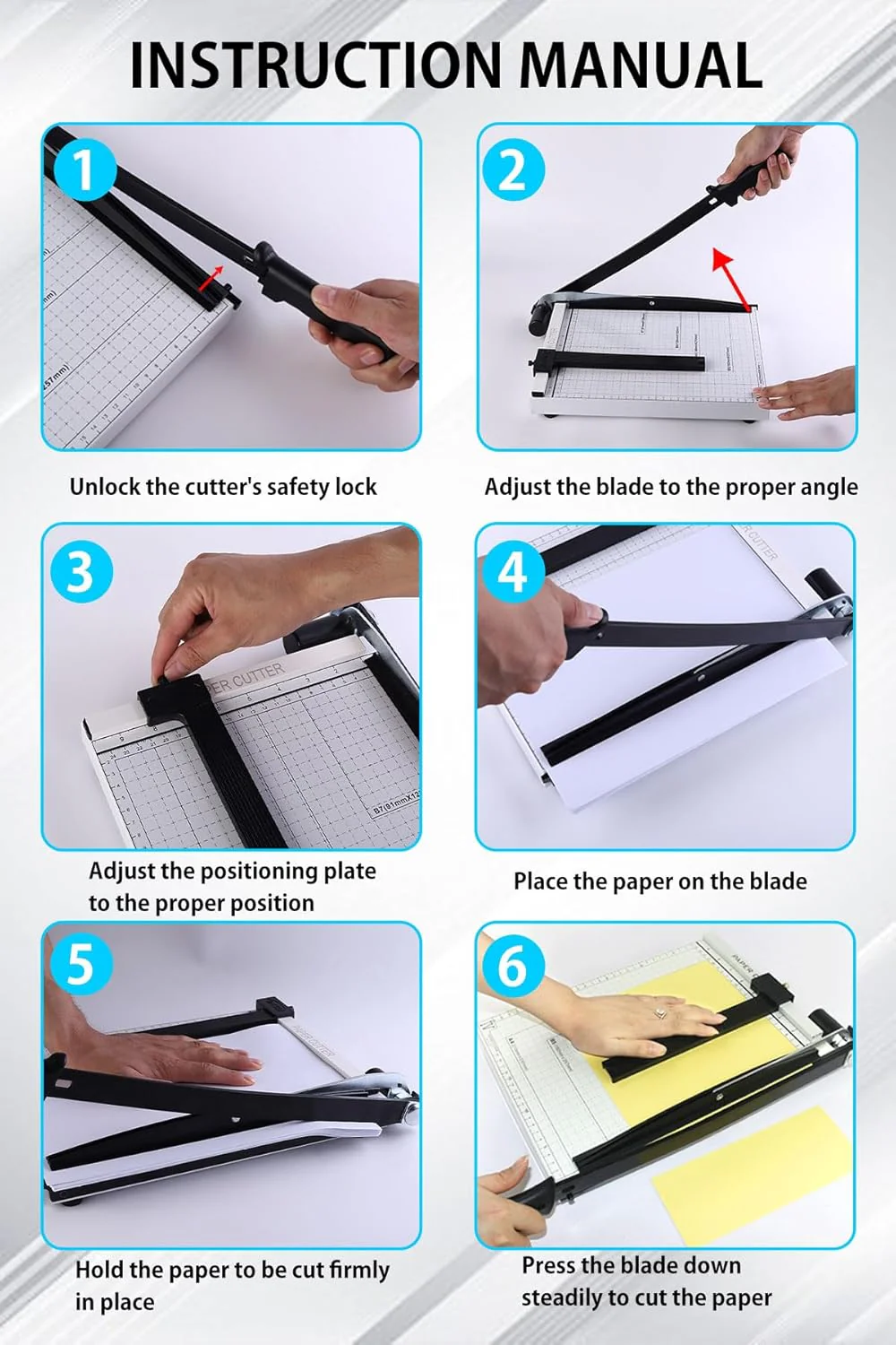 ZAOZAOLLND Heavy Duty A3 Paper Trimmer with Safety Guard, White, Precision DEMO - Image 4