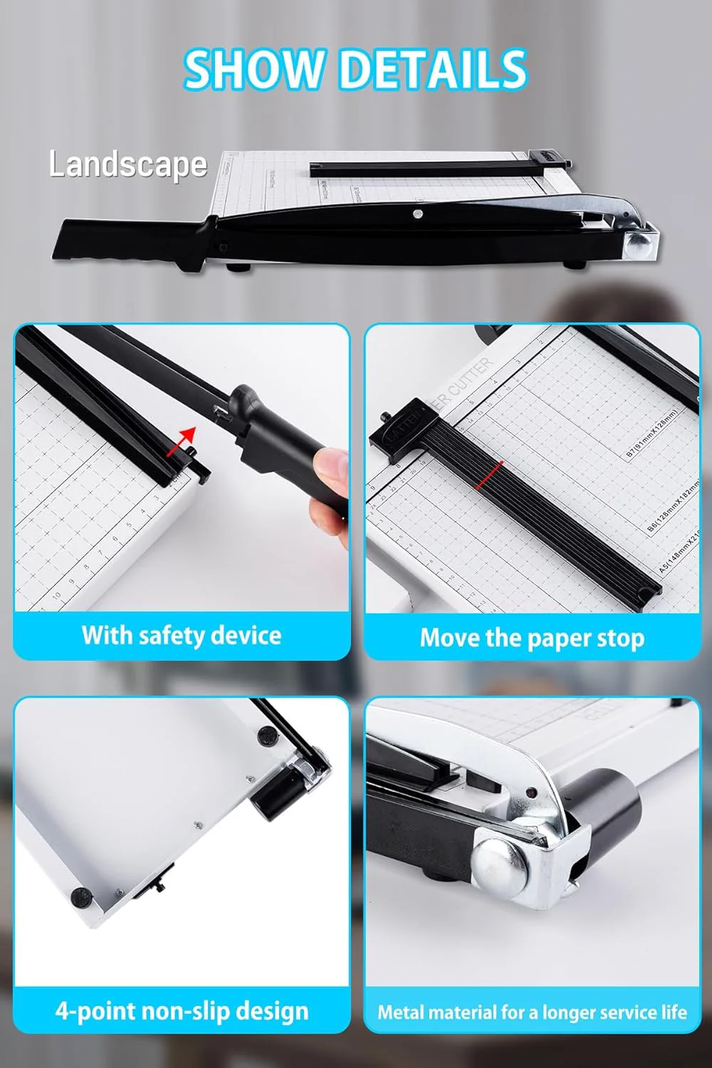 ZAOZAOLLND Heavy Duty A3 Paper Trimmer with Safety Guard, White, Precision DEMO - Image 7