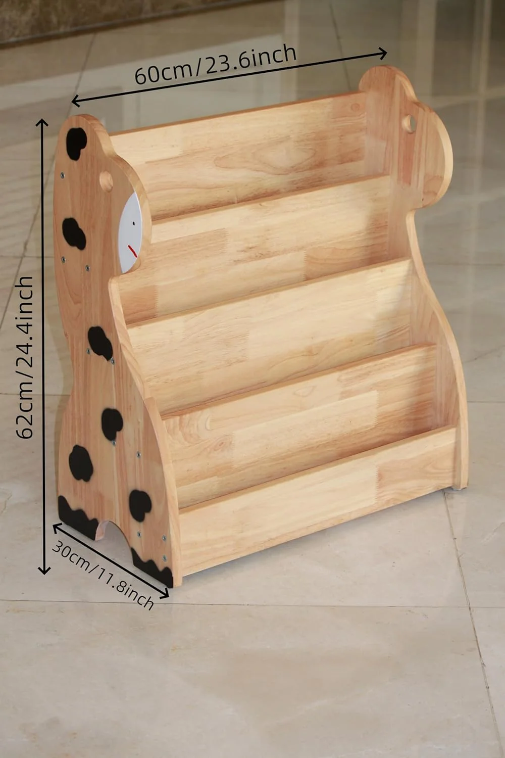 woJKod Medium Bookcases Wall-Mounted Wooden Bookshelf Cow Design Natural DEMO - Image 2