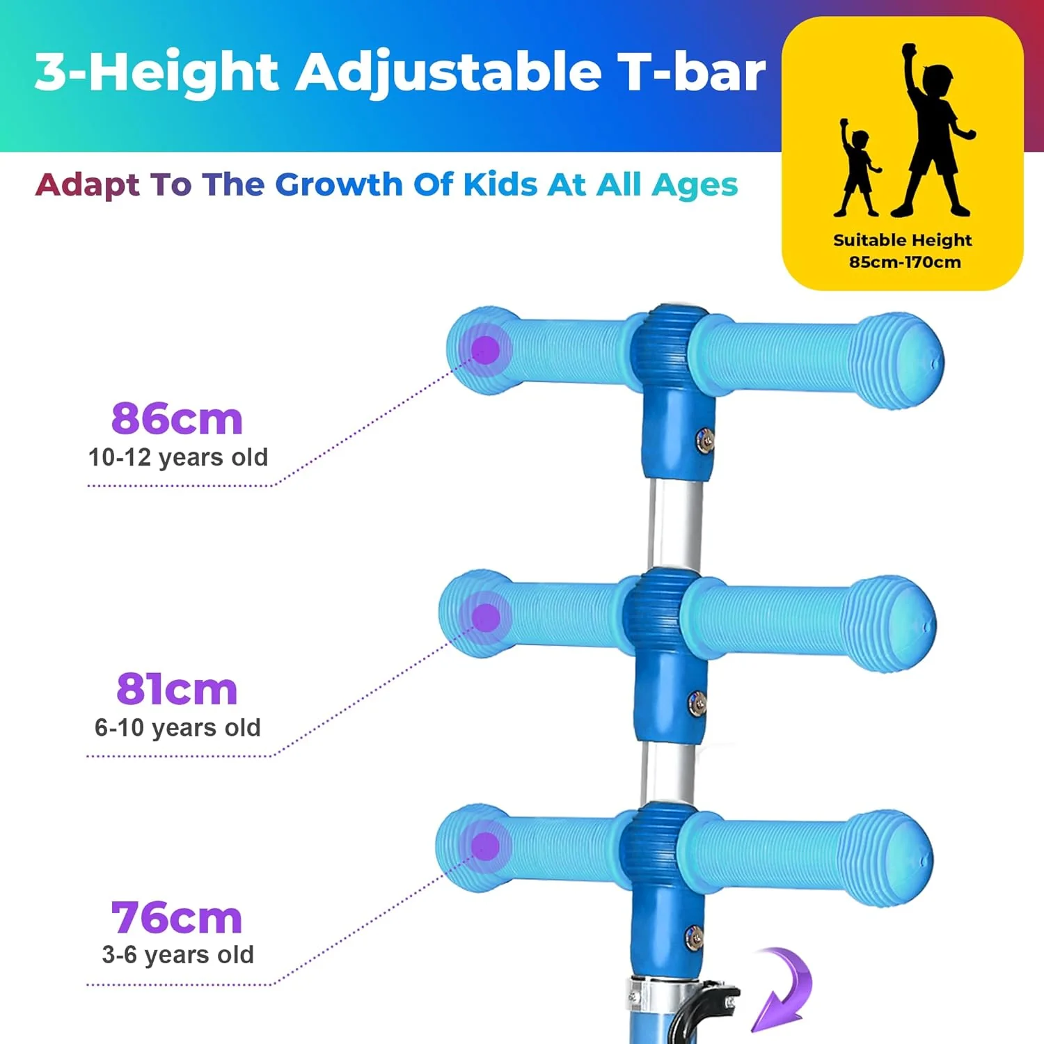 YULUOO 3 Scooters Wheel Light Up Scooter for Kids with LED Wheels, Blue DEMO - Image 2