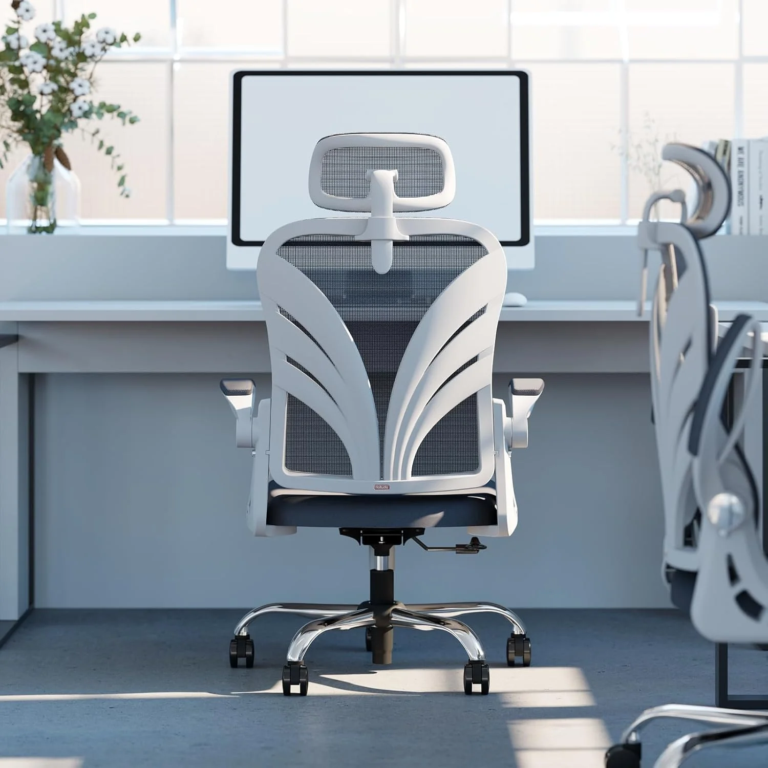 HOLLUDLE Ergonomic Desk Chair with Foldable Backrest White Size Breedte: DEMO - Image 2