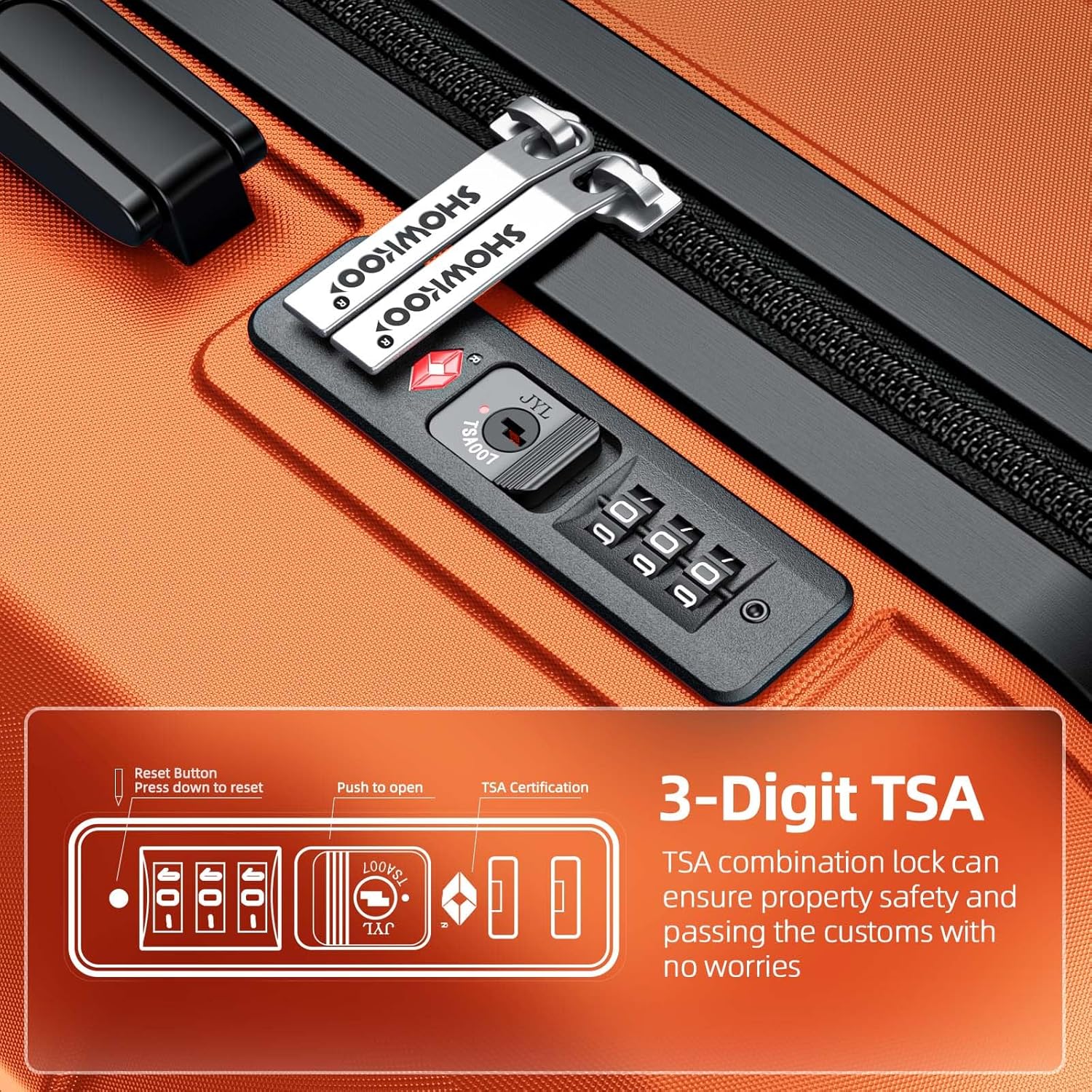 SHOWKOO Expandable Luggage Sets Durable ABS Suitcase Double Wheels Size DEMO - Image 4