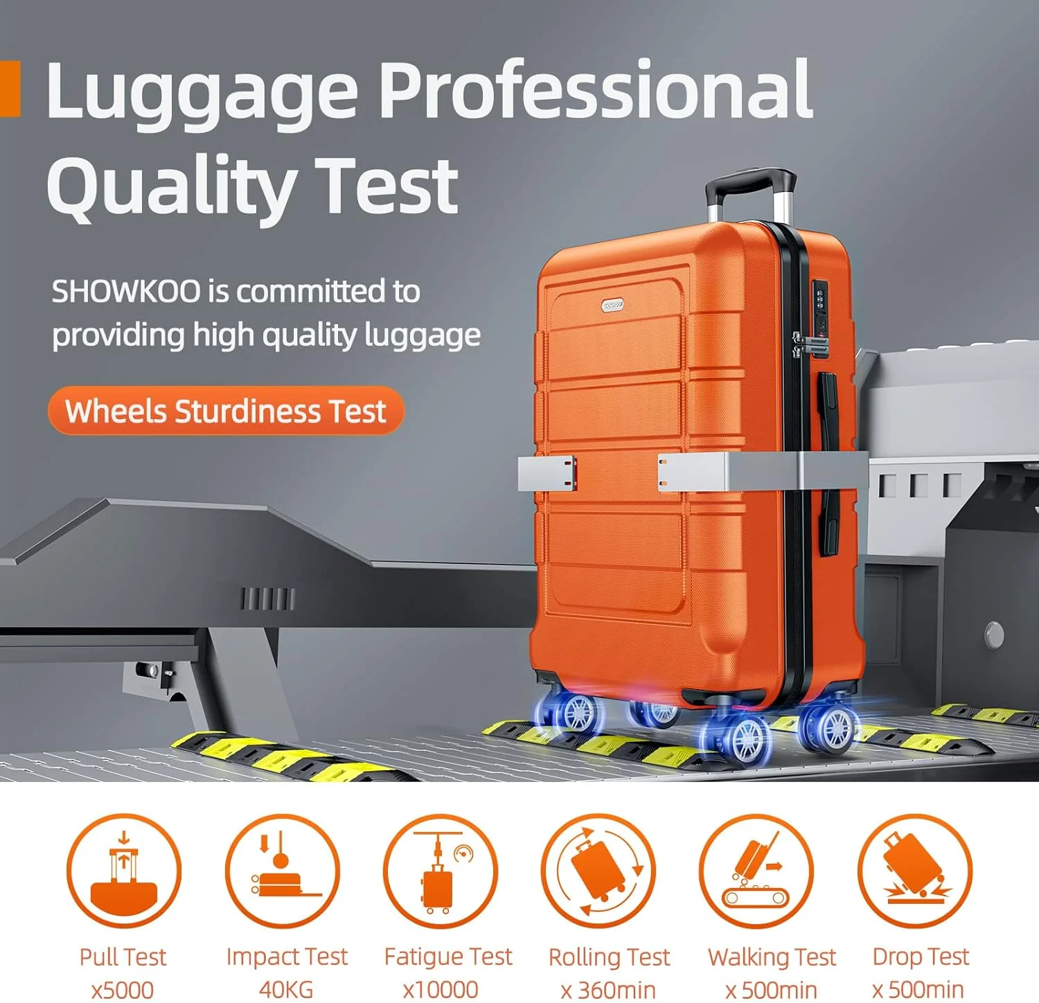 SHOWKOO Expandable Luggage Sets Durable ABS Suitcase Double Wheels Size DEMO - Image 8
