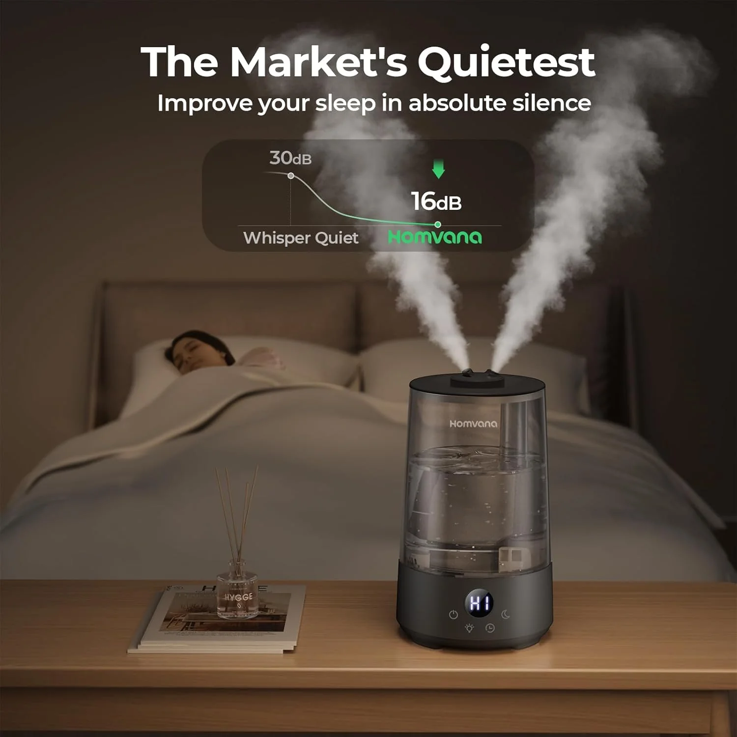 Homvana 3.6L Top-Fill Cool Mist Single Room Humidifier for Home, Grey NEW - Image 3