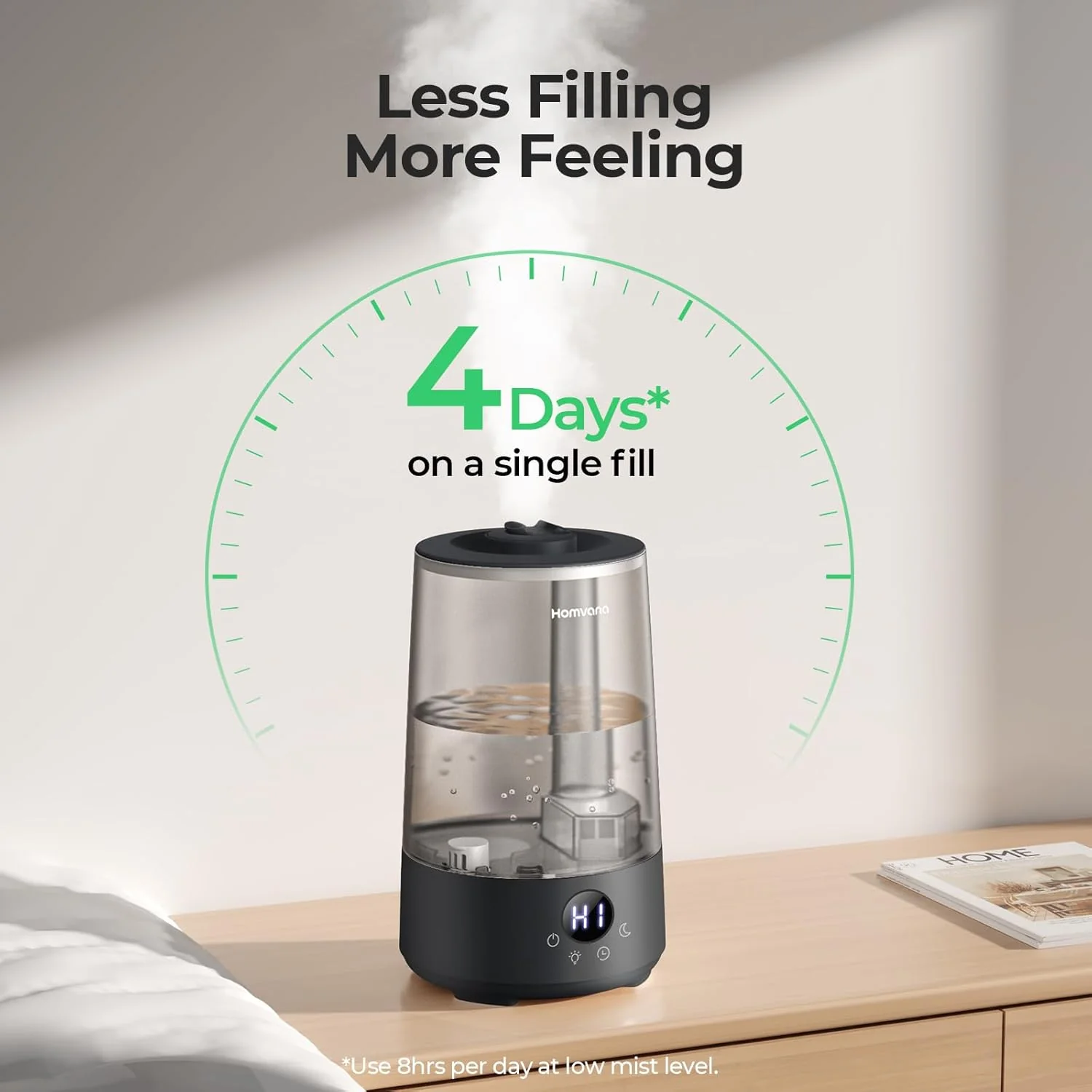 Homvana 3.6L Top-Fill Cool Mist Single Room Humidifier for Home, Grey NEW - Image 4