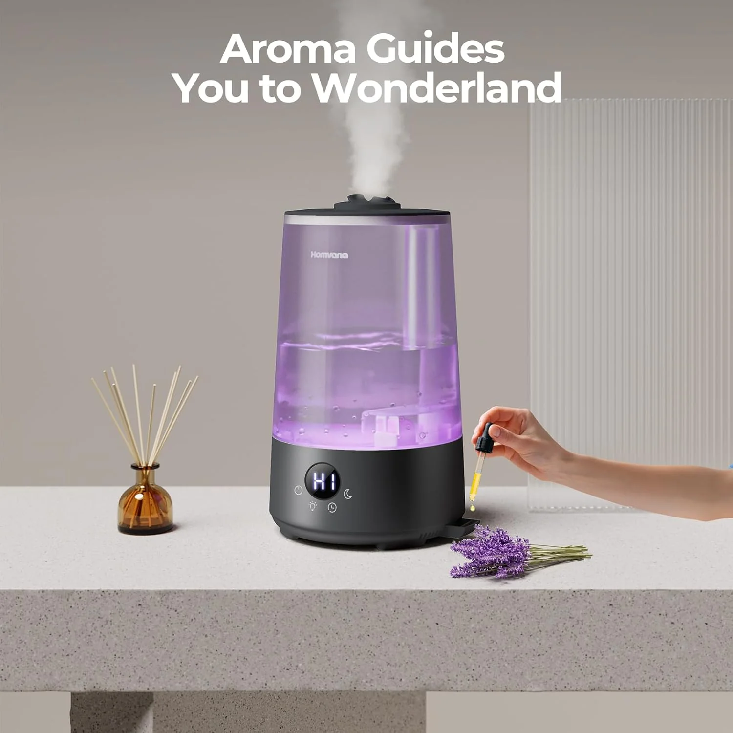 Homvana 3.6L Top-Fill Cool Mist Single Room Humidifier for Home, Grey NEW - Image 7
