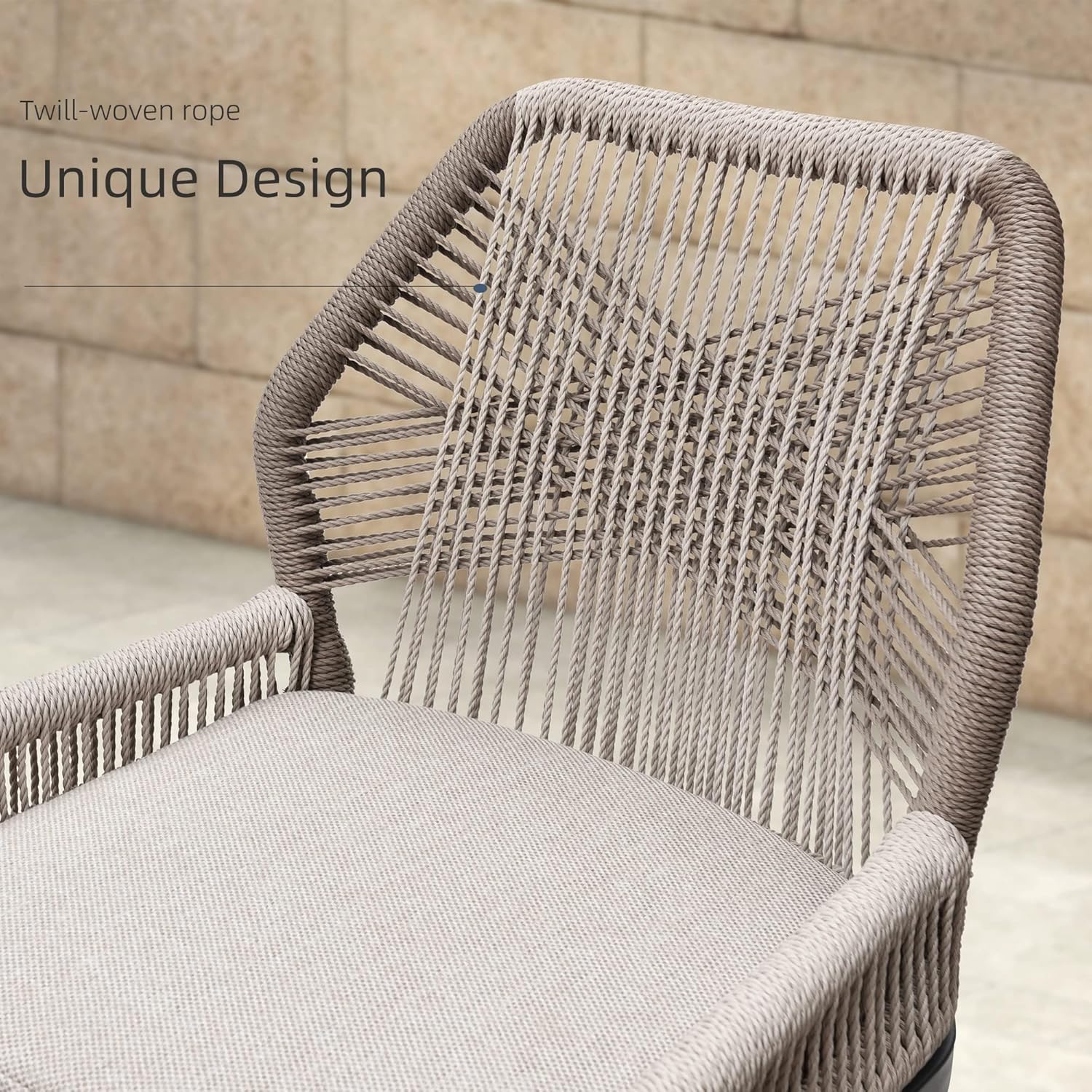 Rattan Barstools Set of 2 Outdoor Chairs with Backrest Dark Grey Classic NEW - Image 6
