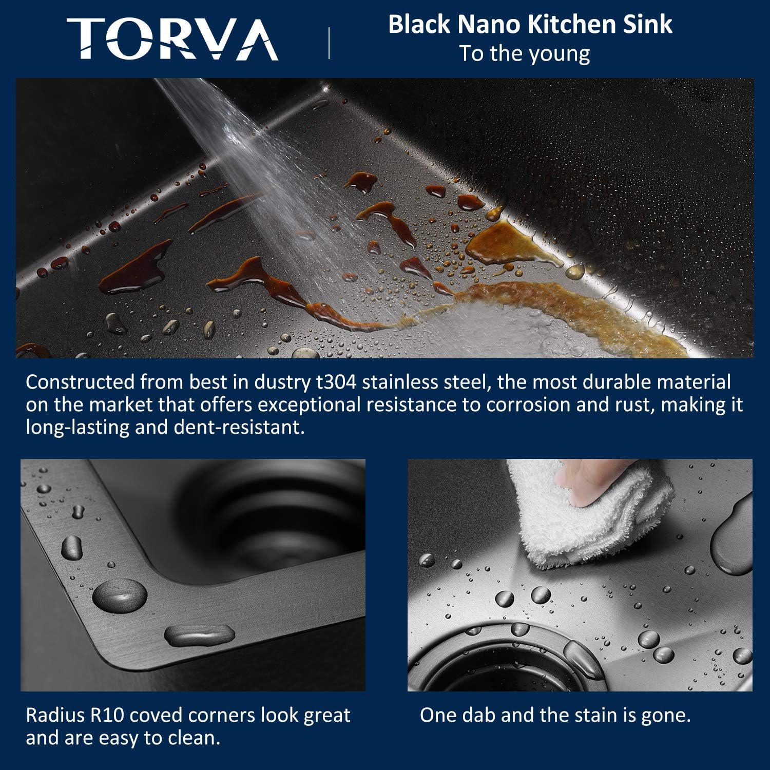 TORVA 44 x 48 23 CM Undermount Stainless Steel Kitchen Sink for Modern DEMO - Image 6