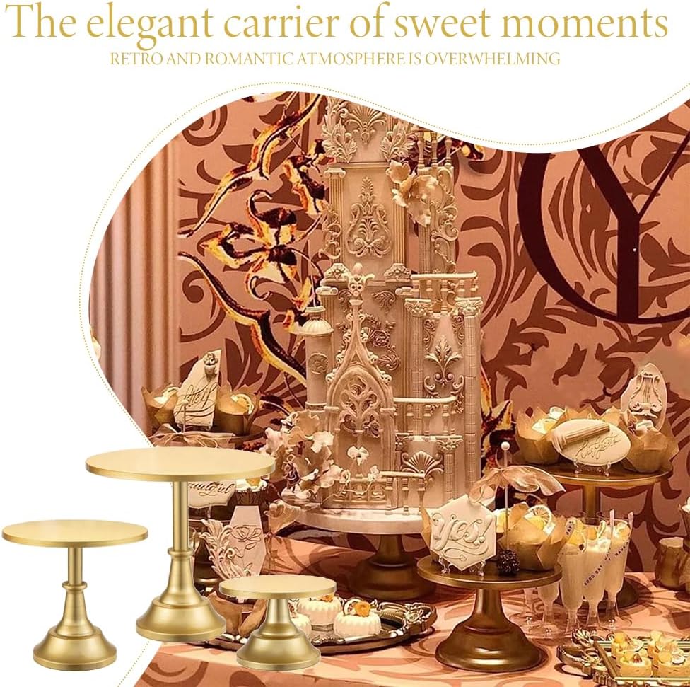 TOMVAES 3-Piece Decorative Gold Tiered Cake Stand Set for Desserts, NEW - Image 5