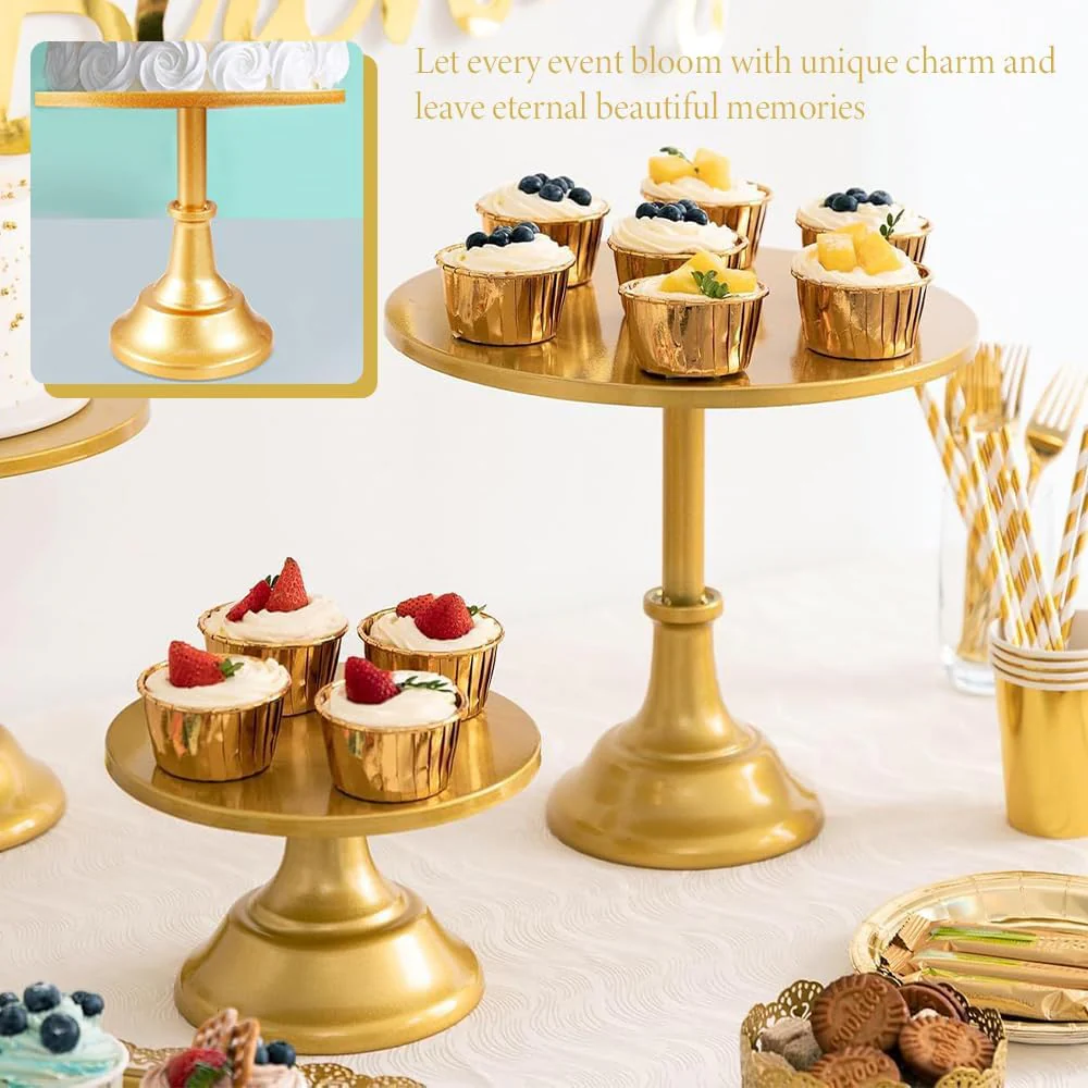 TOMVAES 3-Piece Decorative Gold Tiered Cake Stand Set for Desserts, NEW - Image 7