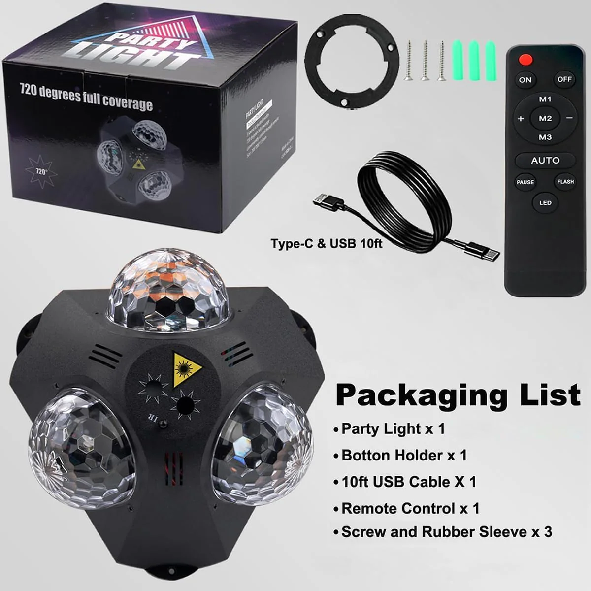 Chamglory Disco Ball Stage Lighting Lamp Sound Activated Strobe Effect DEMO - Image 6