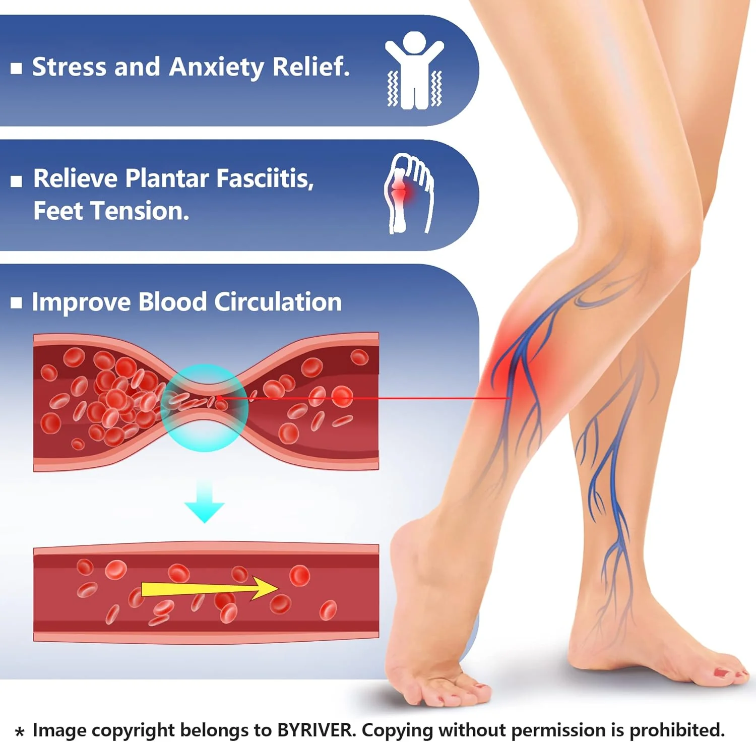 BYRIVER Blue Spring Slippers Deep Tissue Foot Massager for Neuropathy, XL DEMO - Image 3