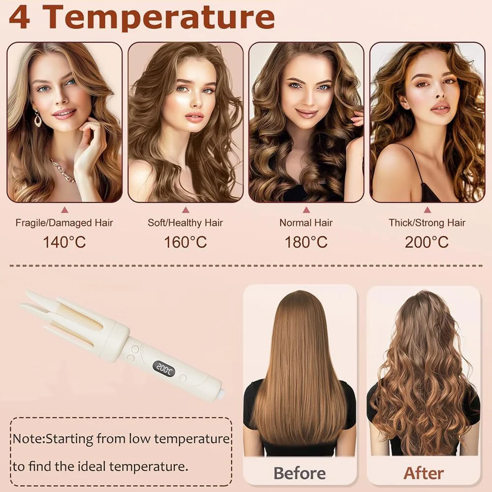 Frafuo Automatic Curling Tongs Rotating Hair Curler with LCD Display DEMO - Image 4