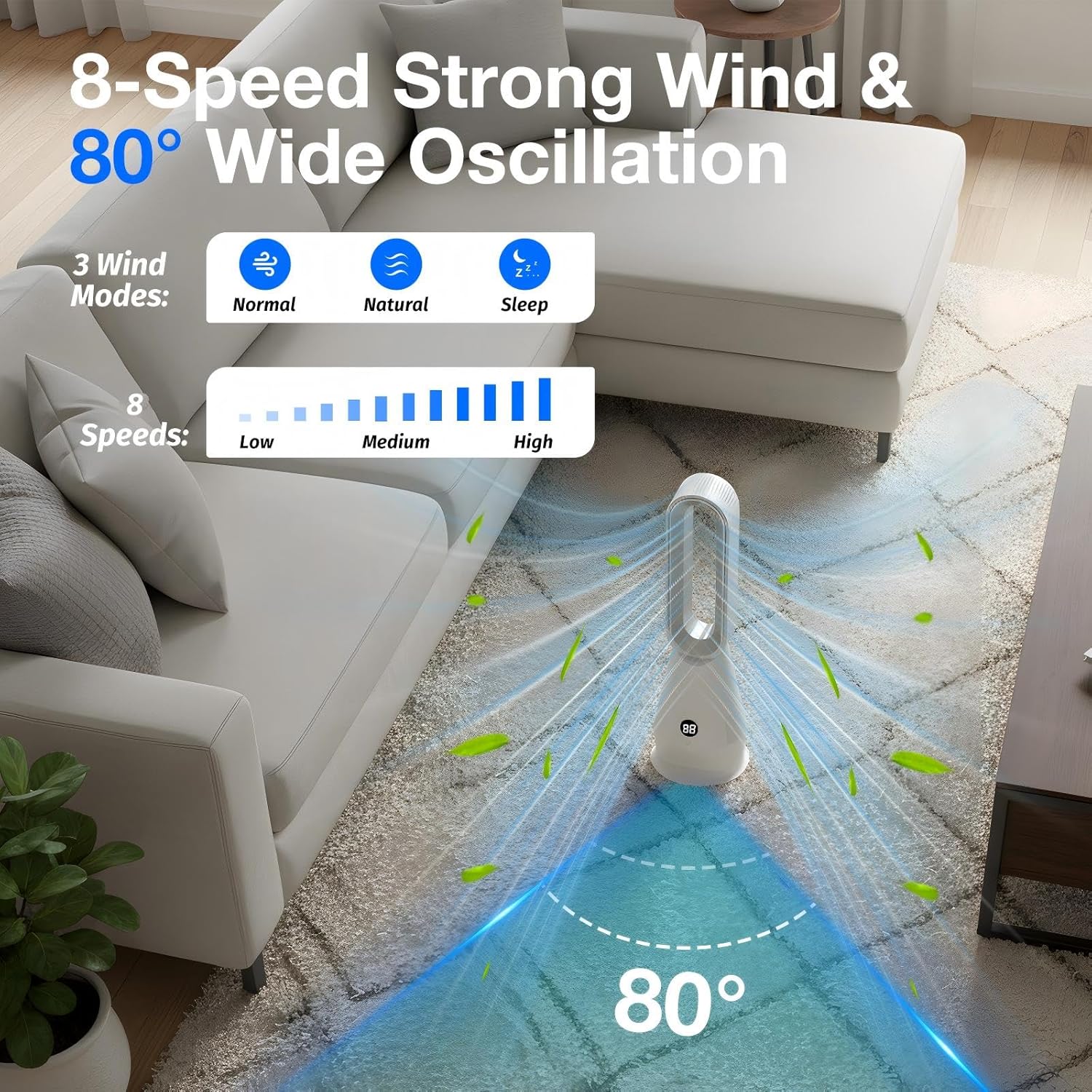 ADVWIN Bladeless Tower Fan with Activated Carbon Filter Remote Control DEMO - Image 2