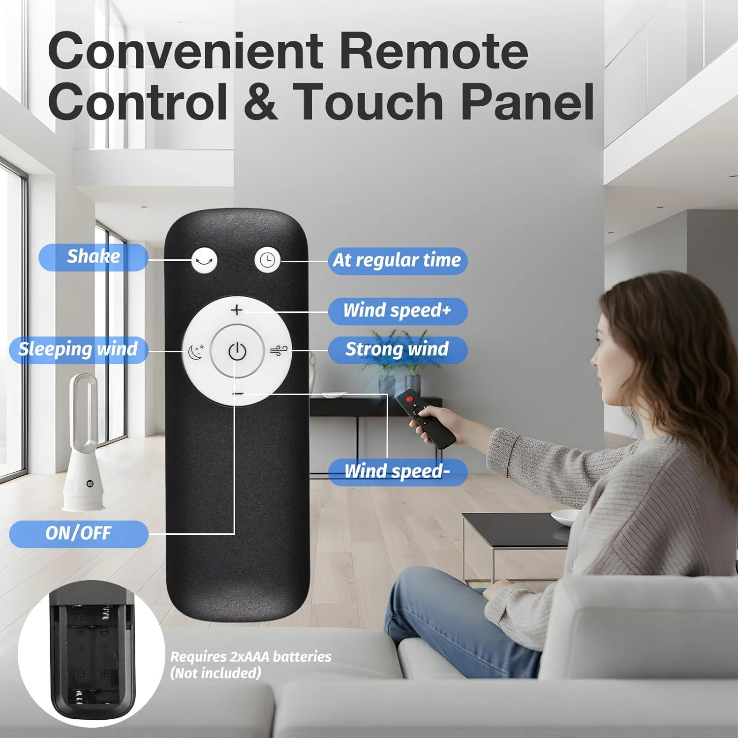 ADVWIN Bladeless Tower Fan with Activated Carbon Filter Remote Control DEMO - Image 6