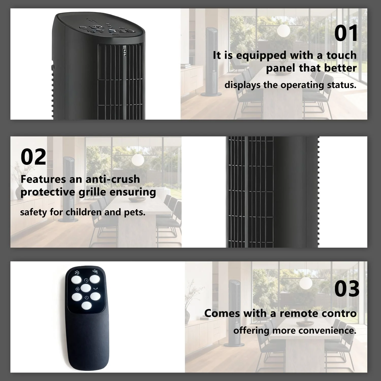 BELEAAD 3L Evaporative Air Cooler Tower Fan with 98cm Height, Black Size DEMO - Image 5
