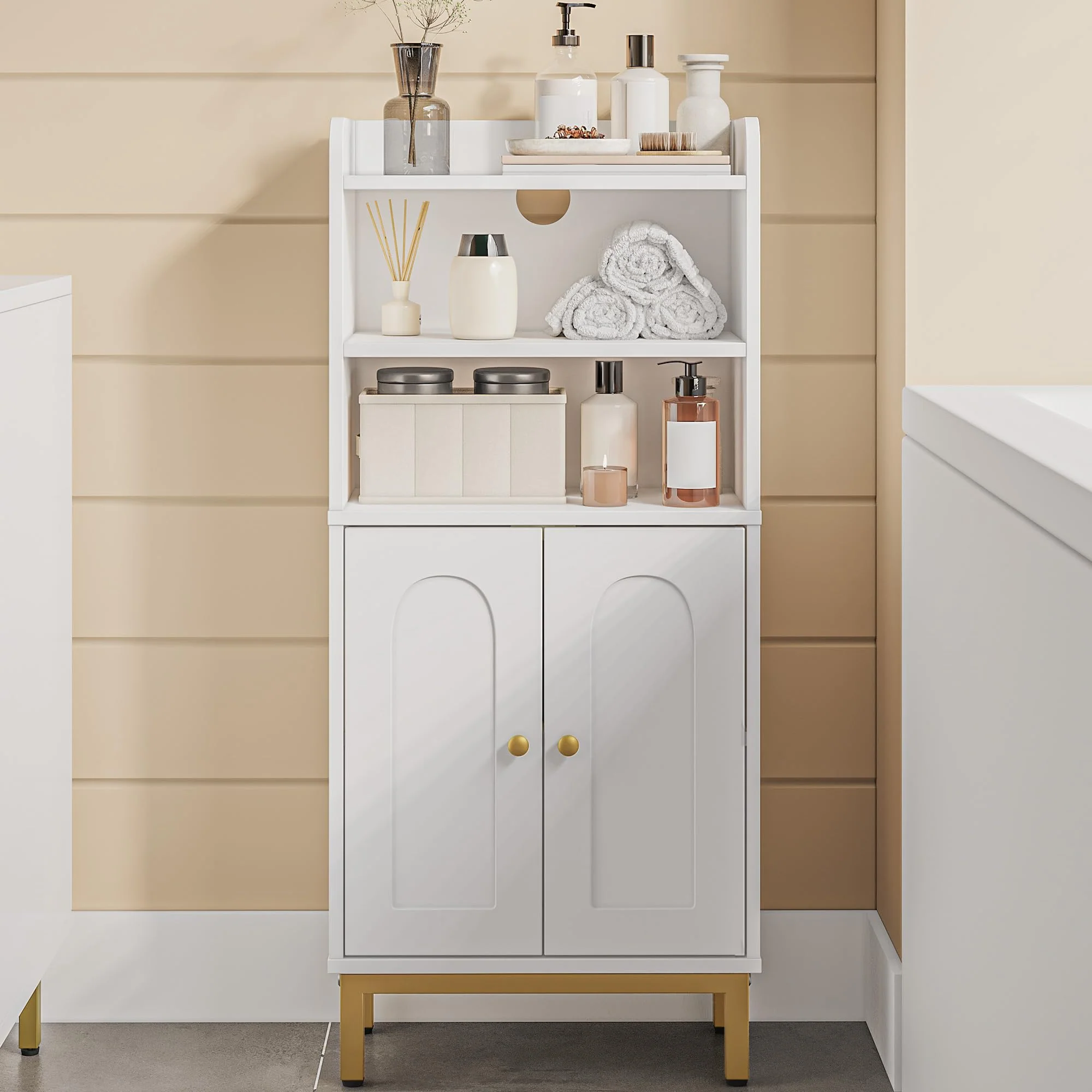 Hzuaneri Slim Floor Cabinets Bathroom Storage Cabinet Narrow Organizer DEMO
