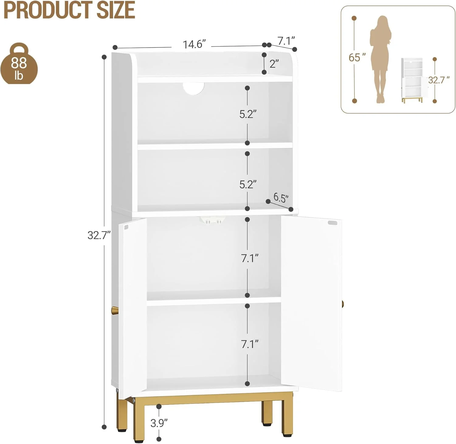 Hzuaneri Slim Floor Cabinets Bathroom Storage Cabinet Narrow Organizer DEMO - Image 2