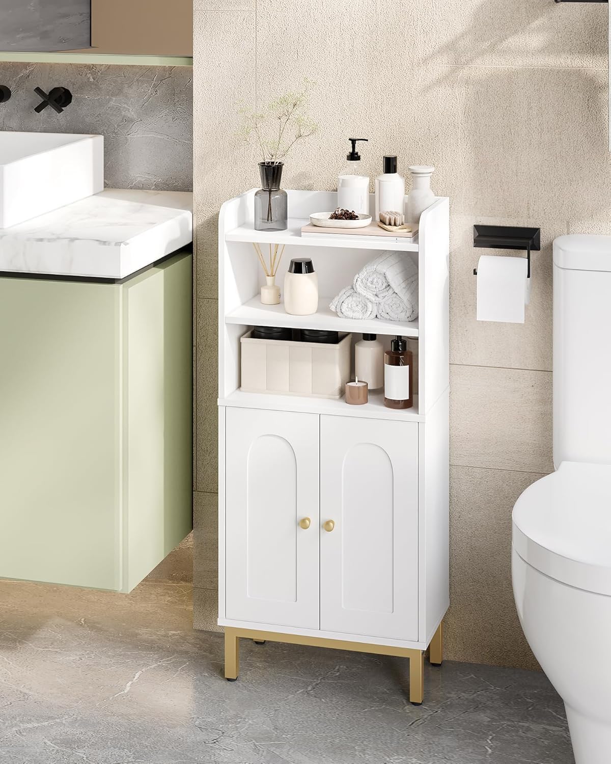 Hzuaneri Slim Floor Cabinets Bathroom Storage Cabinet Narrow Organizer DEMO - Image 3