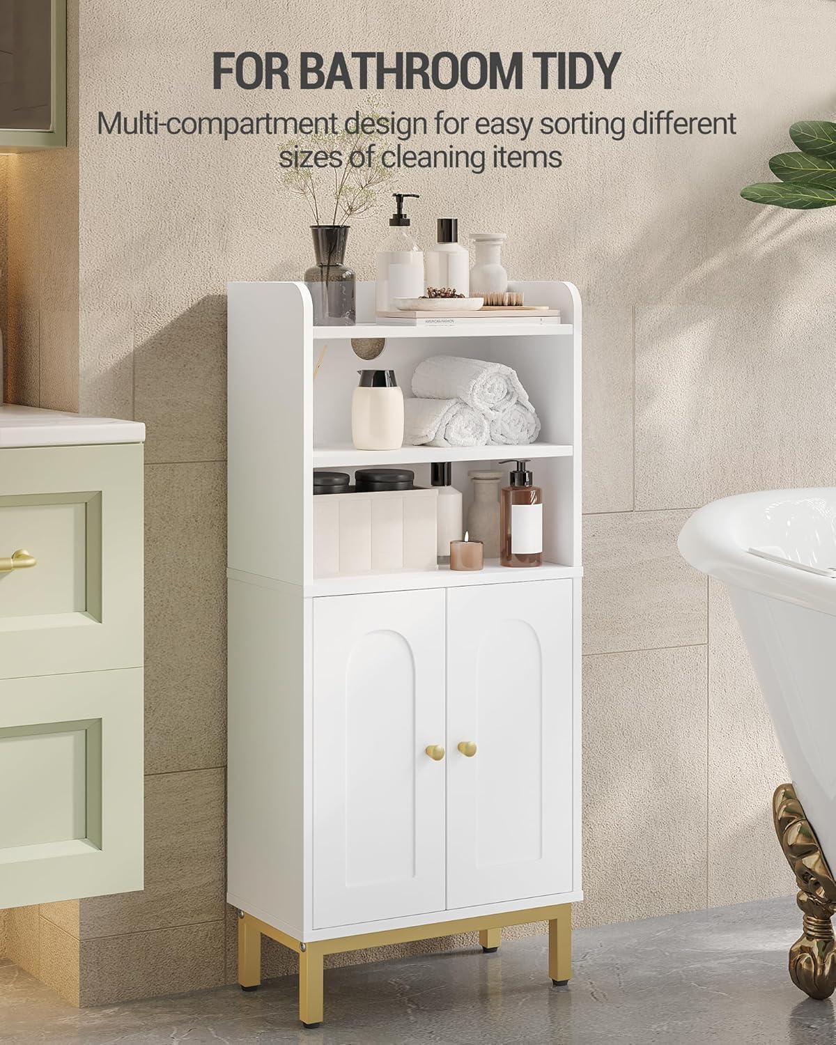 Hzuaneri Slim Floor Cabinets Bathroom Storage Cabinet Narrow Organizer DEMO - Image 4