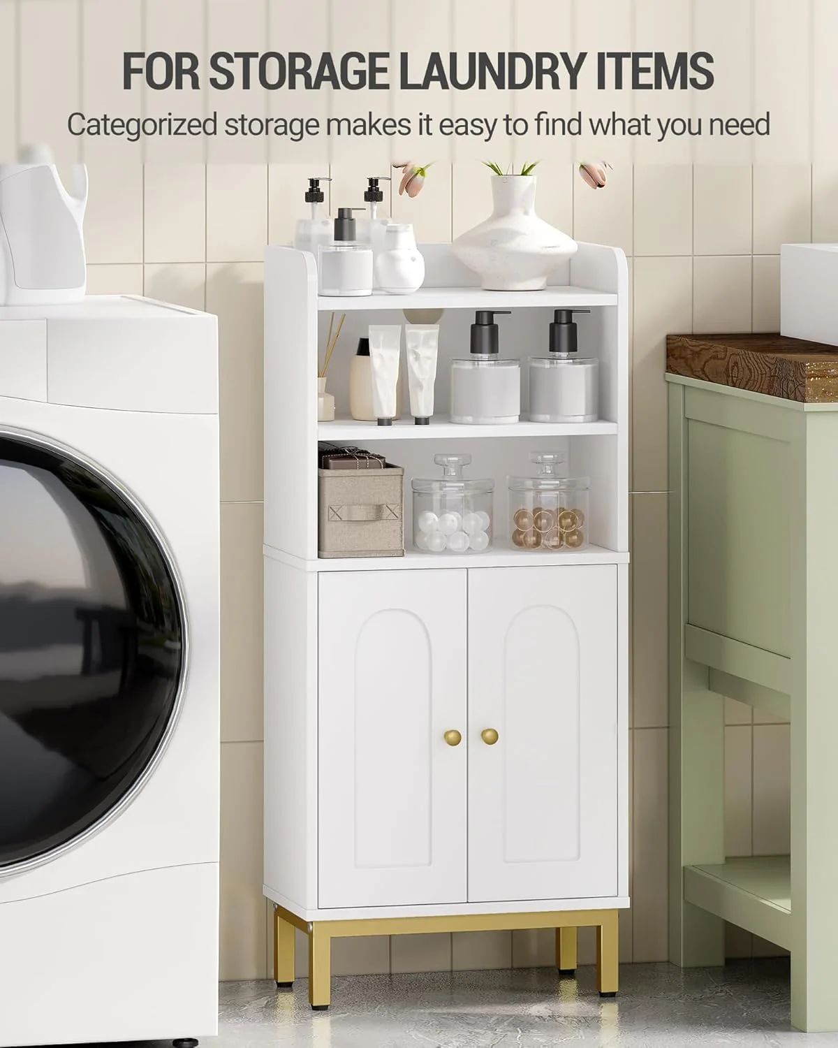 Hzuaneri Slim Floor Cabinets Bathroom Storage Cabinet Narrow Organizer DEMO - Image 6