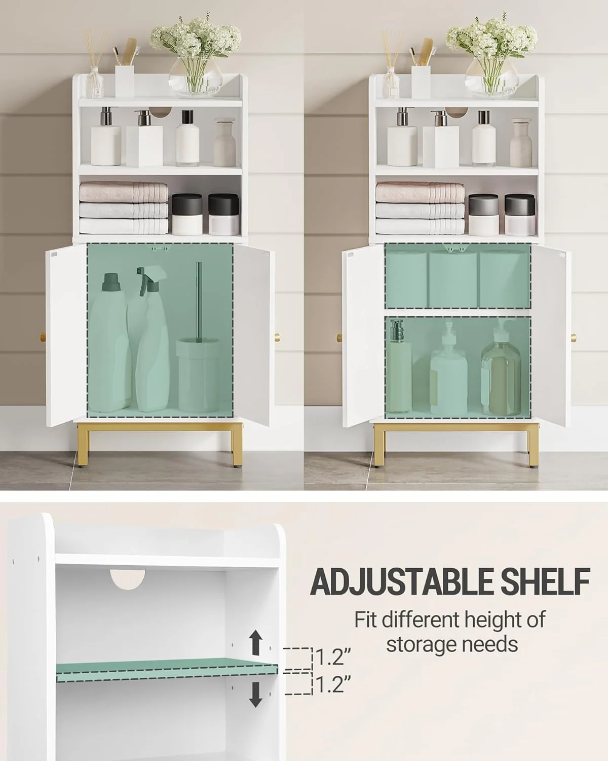 Hzuaneri Slim Floor Cabinets Bathroom Storage Cabinet Narrow Organizer DEMO - Image 7