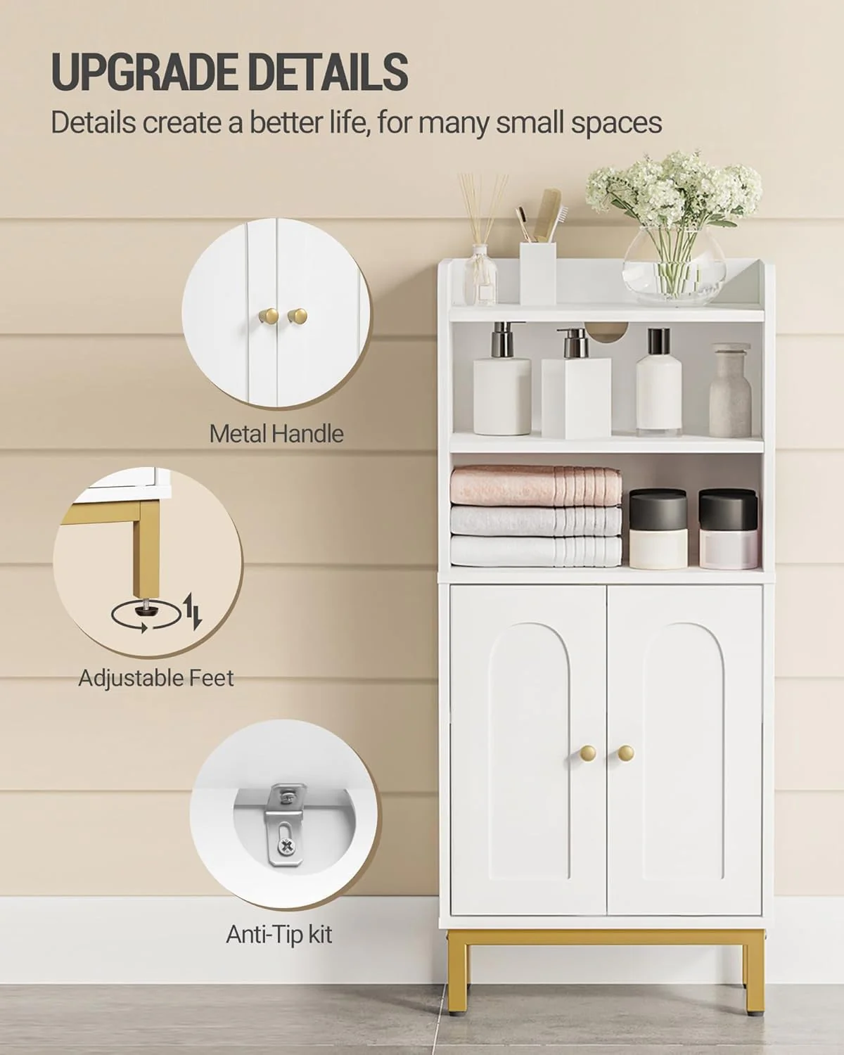 Hzuaneri Slim Floor Cabinets Bathroom Storage Cabinet Narrow Organizer DEMO - Image 8