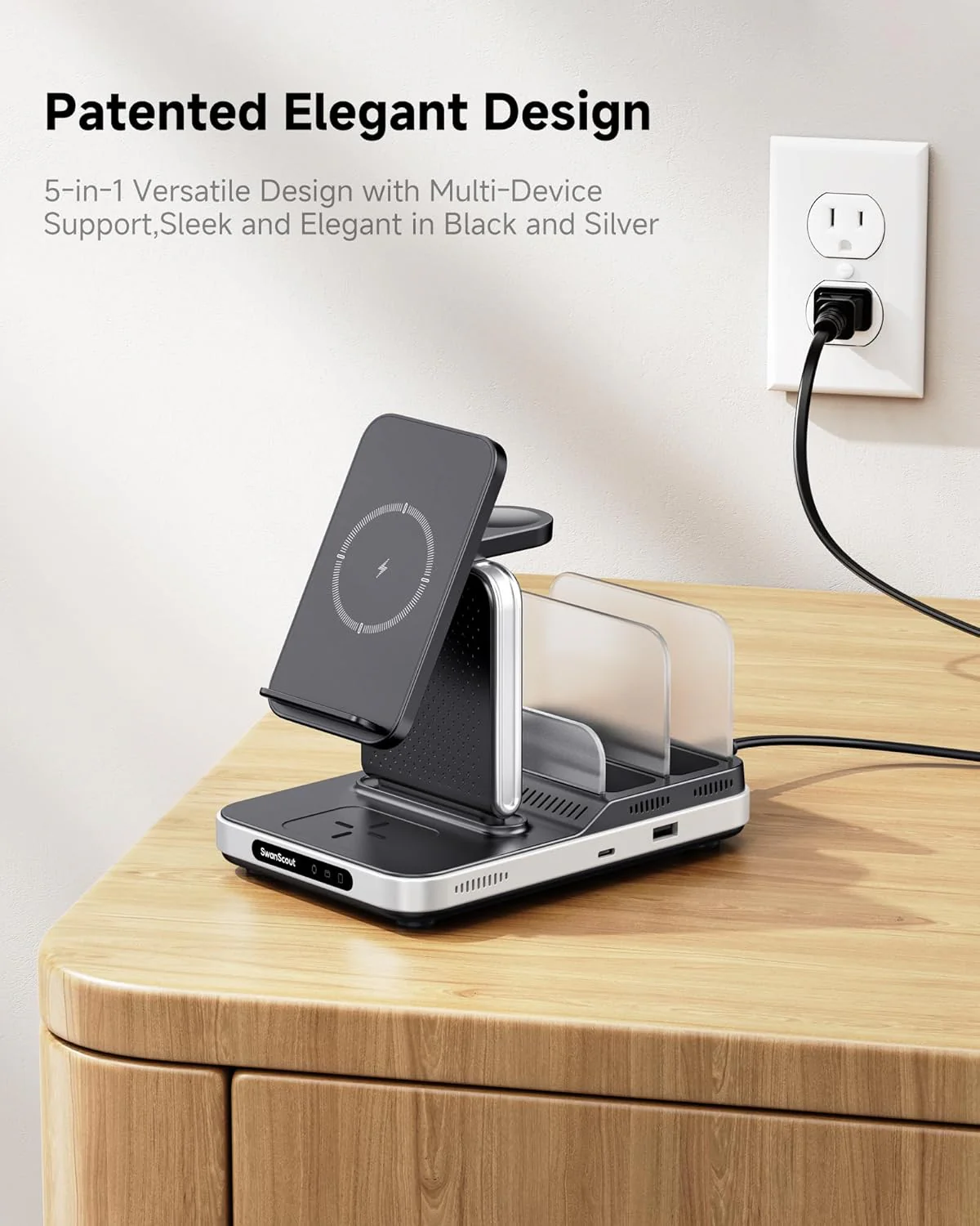 SwanScout 5-in-1 Induction Chargers Wireless Charging Station for Multiple NEW - Image 2