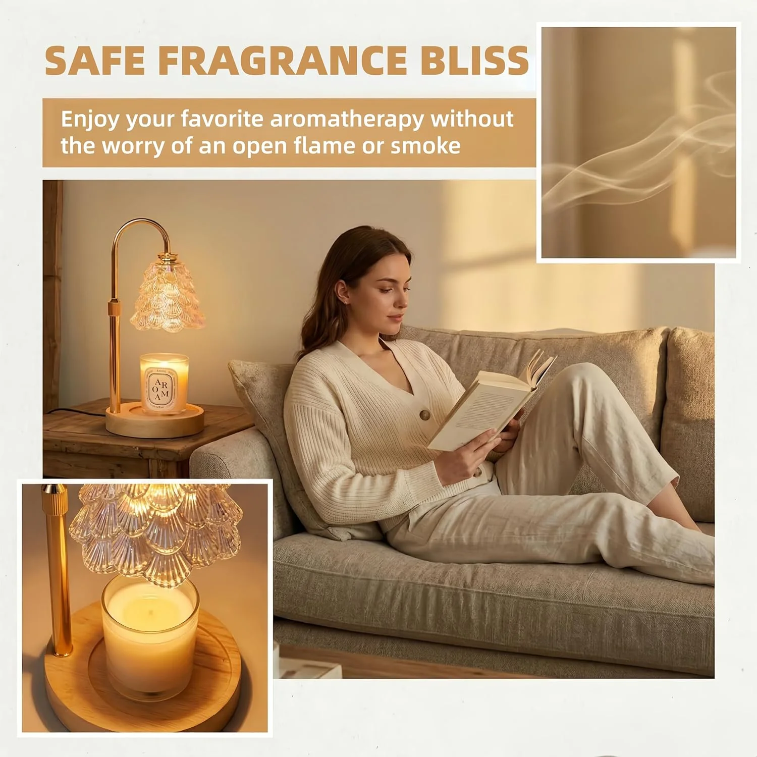 Lullaxx Yellow Table Candle Warmer Lamp with Timer and Dimming for NEW - Image 7