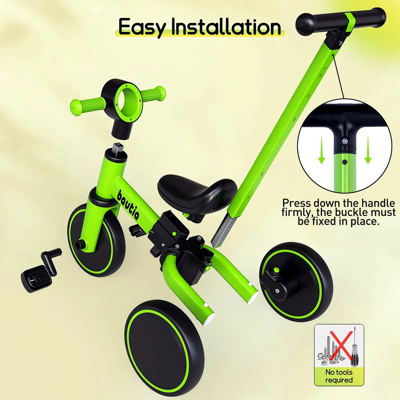 Bautia Tricycle Trikes & Bikes with Push Handle Toddlers Size 27x13x17 Size NEW - Image 6