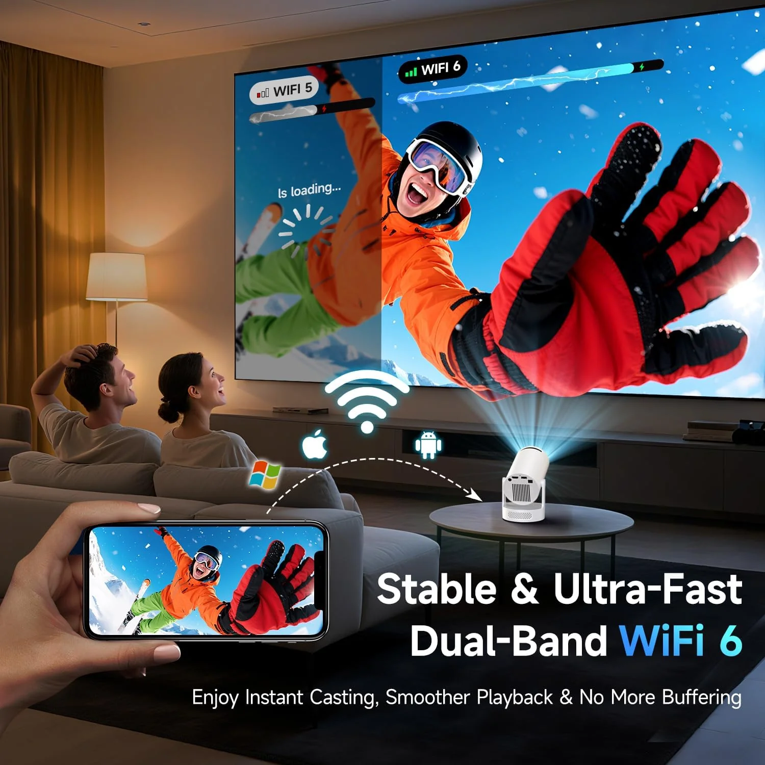 1080P Mini Projectors Projector with Upgraded HiFi Speaker and Built-in Apps - Image 5