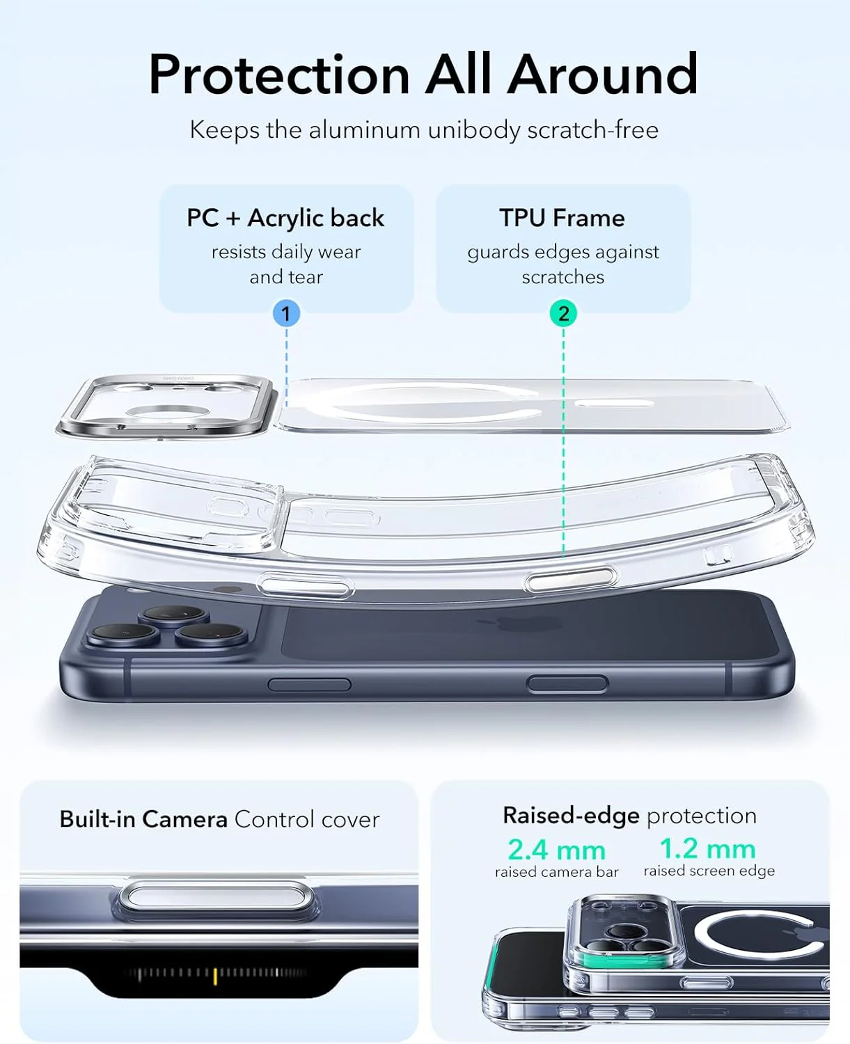 ESR Clear Phone Case with Stand and Camera Cover for iPhone 17 Pro Max Size NEW - Image 3