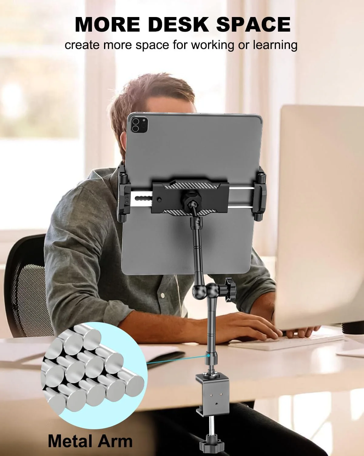 EXSHOW Adjustable Stands Metal Monitor Stand 360° Desk Mount for 15.6 Inch NEW - Image 2