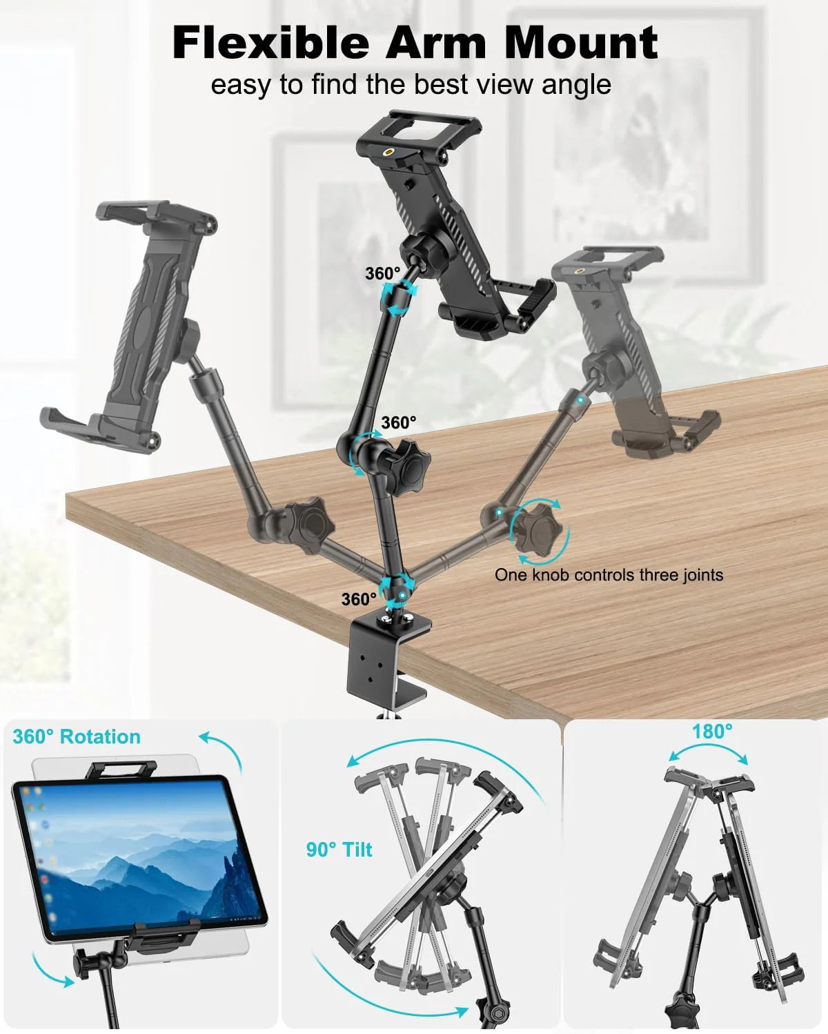 EXSHOW Adjustable Stands Metal Monitor Stand 360° Desk Mount for 15.6 Inch NEW - Image 5