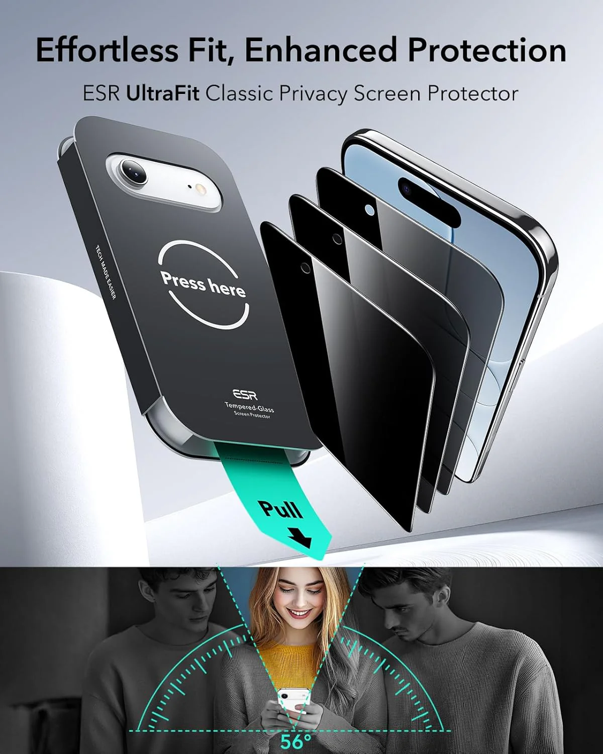 ESR Black Shatterproof Military Grade Screen Protector for iPhone Air NEW - Image 2